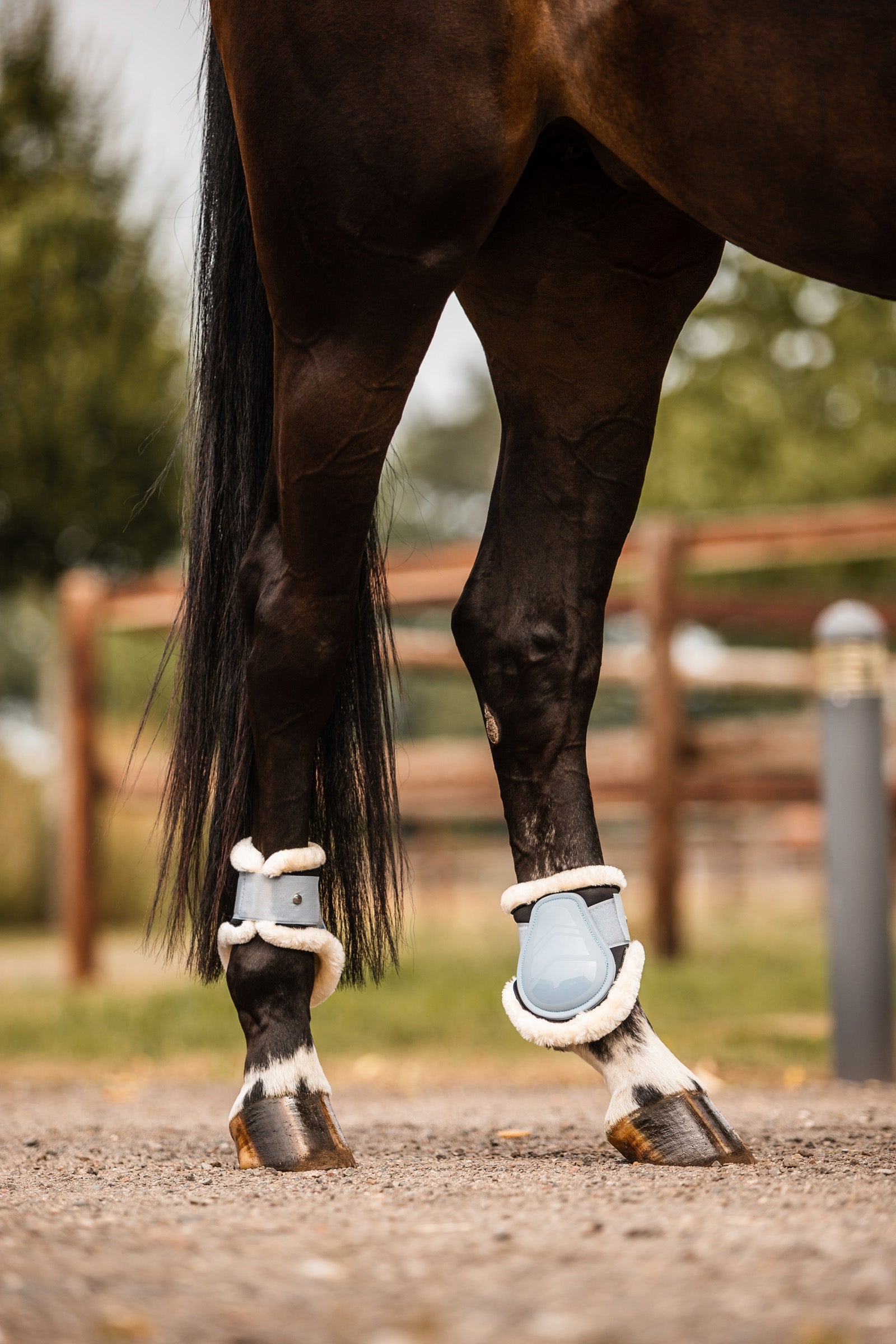 Horze Caliber Fetlock Boots with Faux Fur Lining Leg Protection & Hoof Protection for Horses