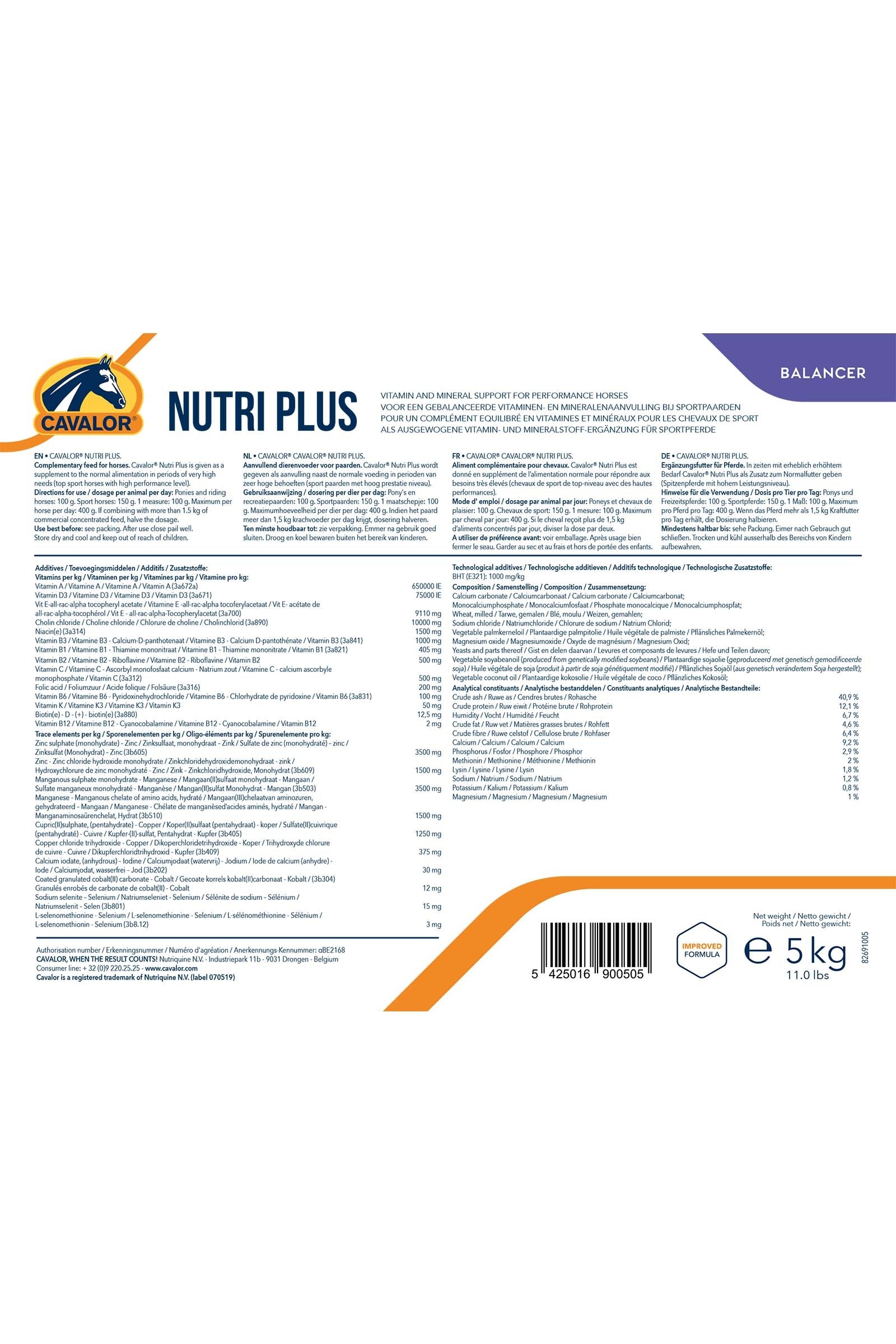 Cavalor Nutriplus, 5 kg Horse Feed & Nutrition