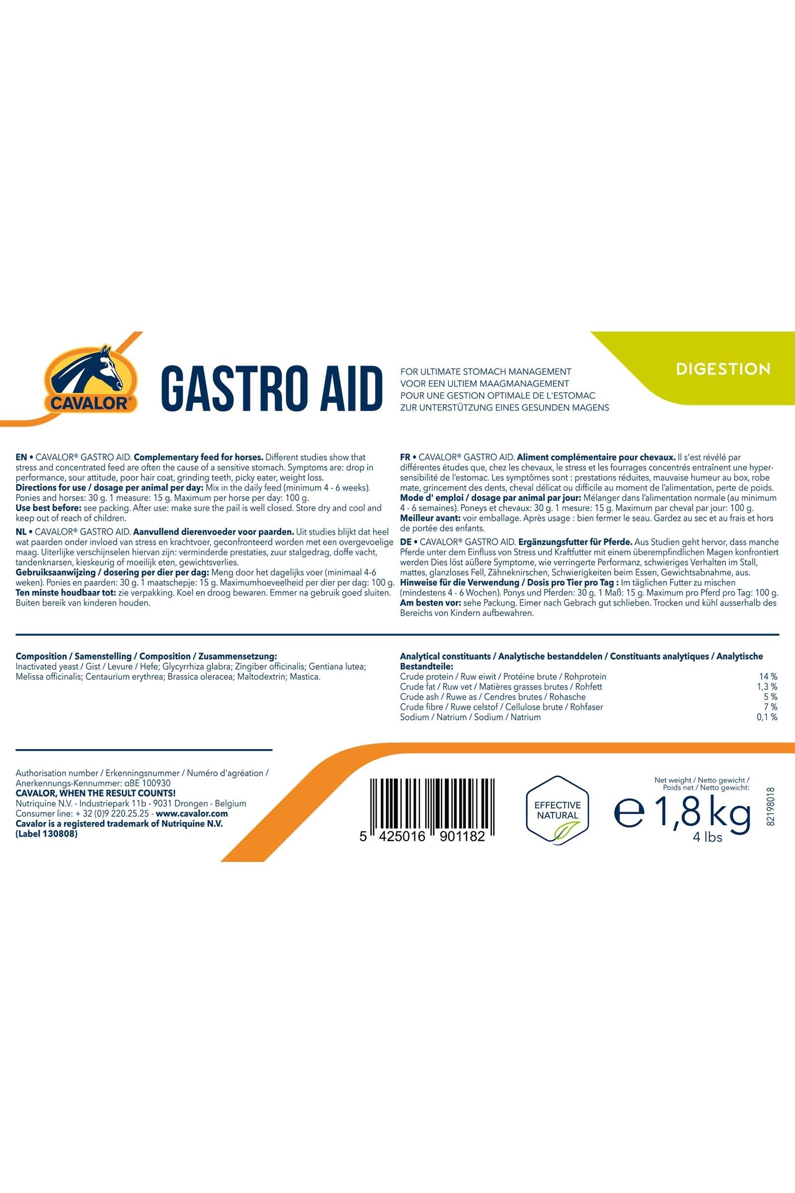 Cavalor Gastro Aid, Digestion, 1.8 kg Horse Feed & Nutrition