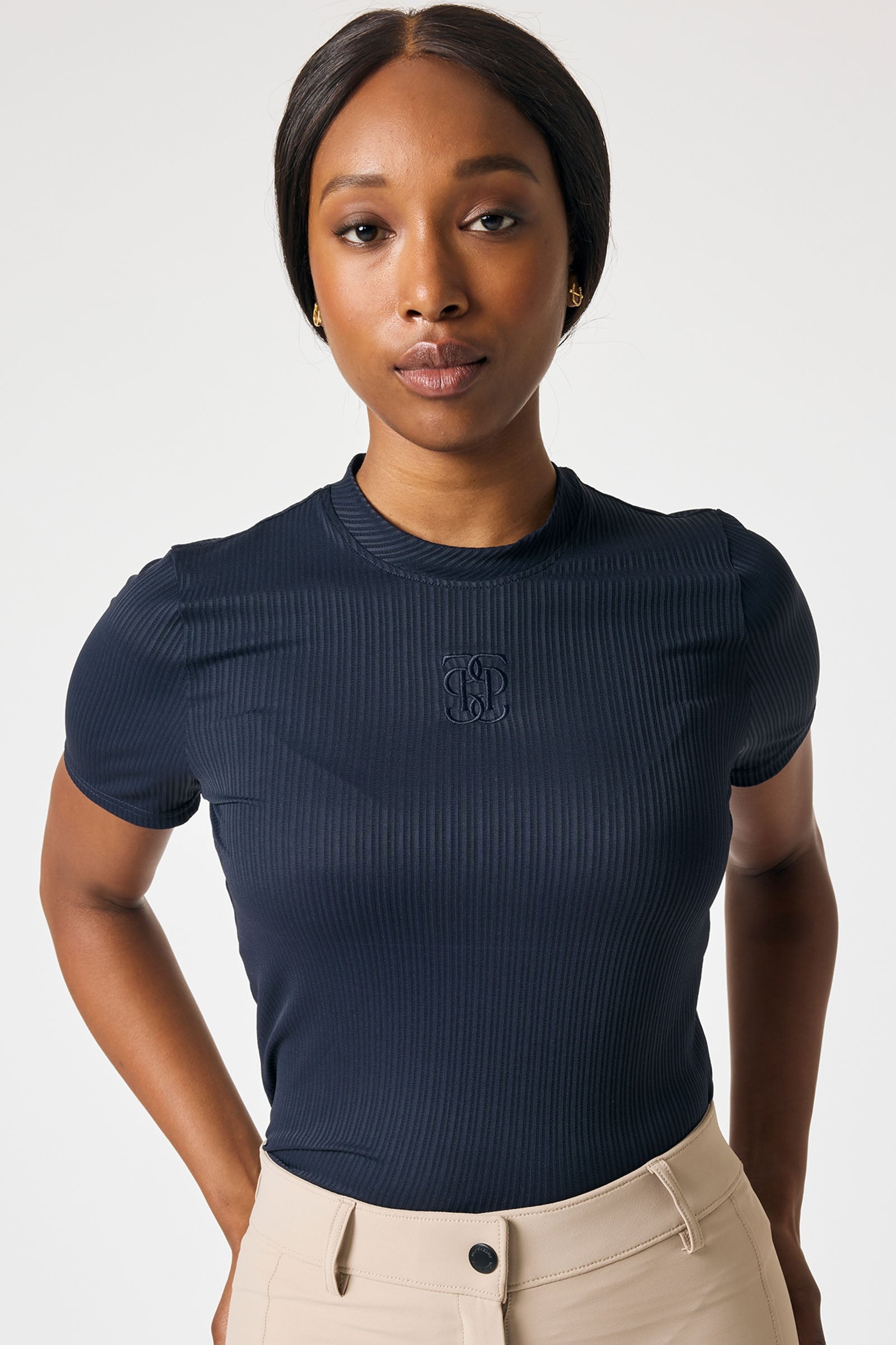 PS of Sweden Courtney S/S Bluzka w Paski z Siatki Odzież jeździecka damska