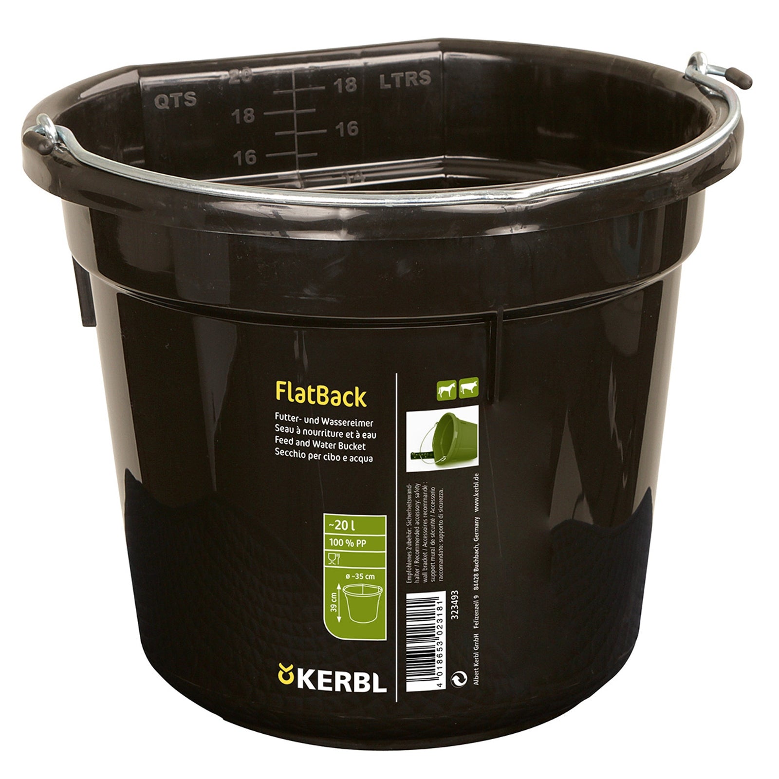 Kerbl Wiadro na paszę i wodę FlatBack ca. 20L Karmienie i pojenie