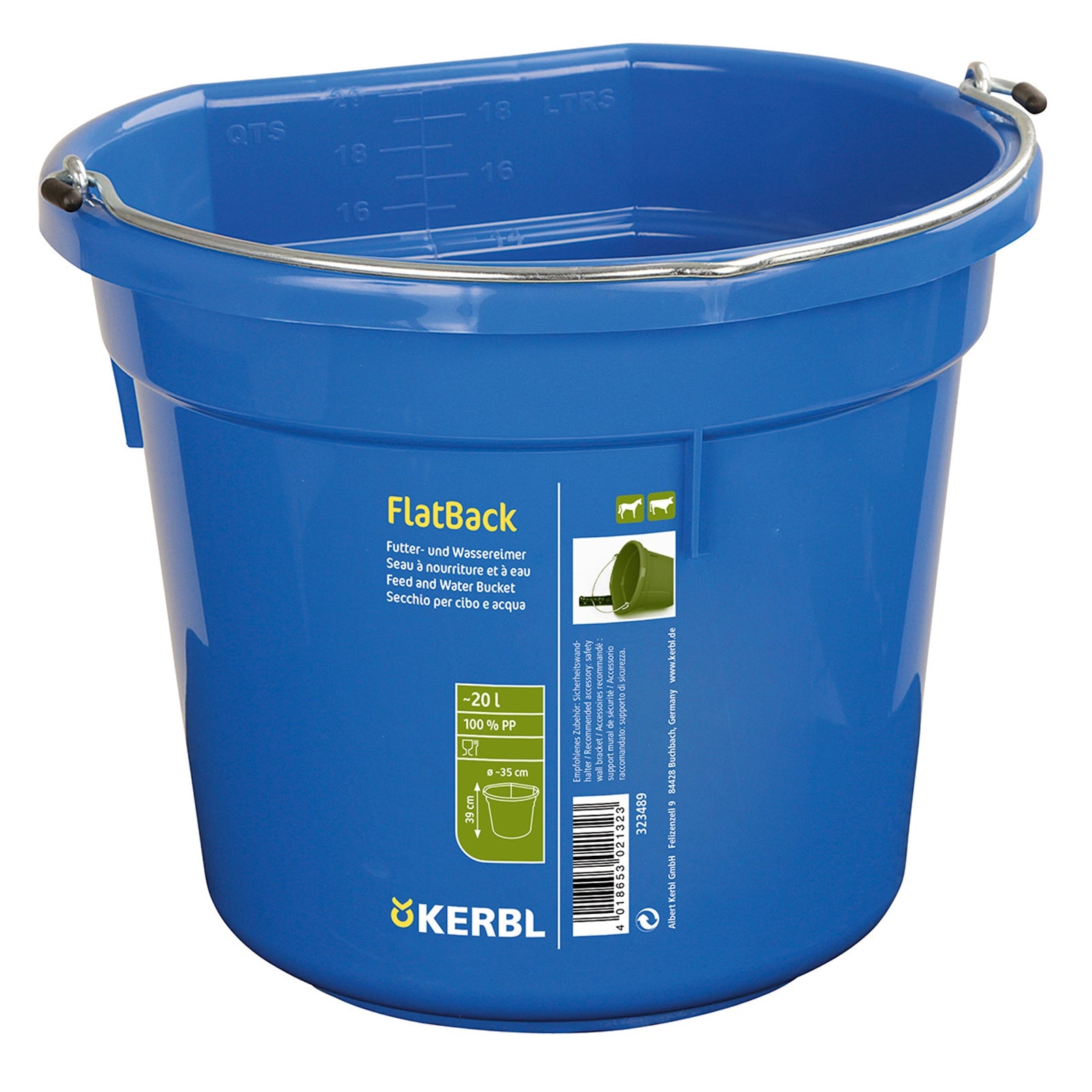 Kerbl Wiadro na paszę i wodę FlatBack ca. 20L Karmienie i pojenie