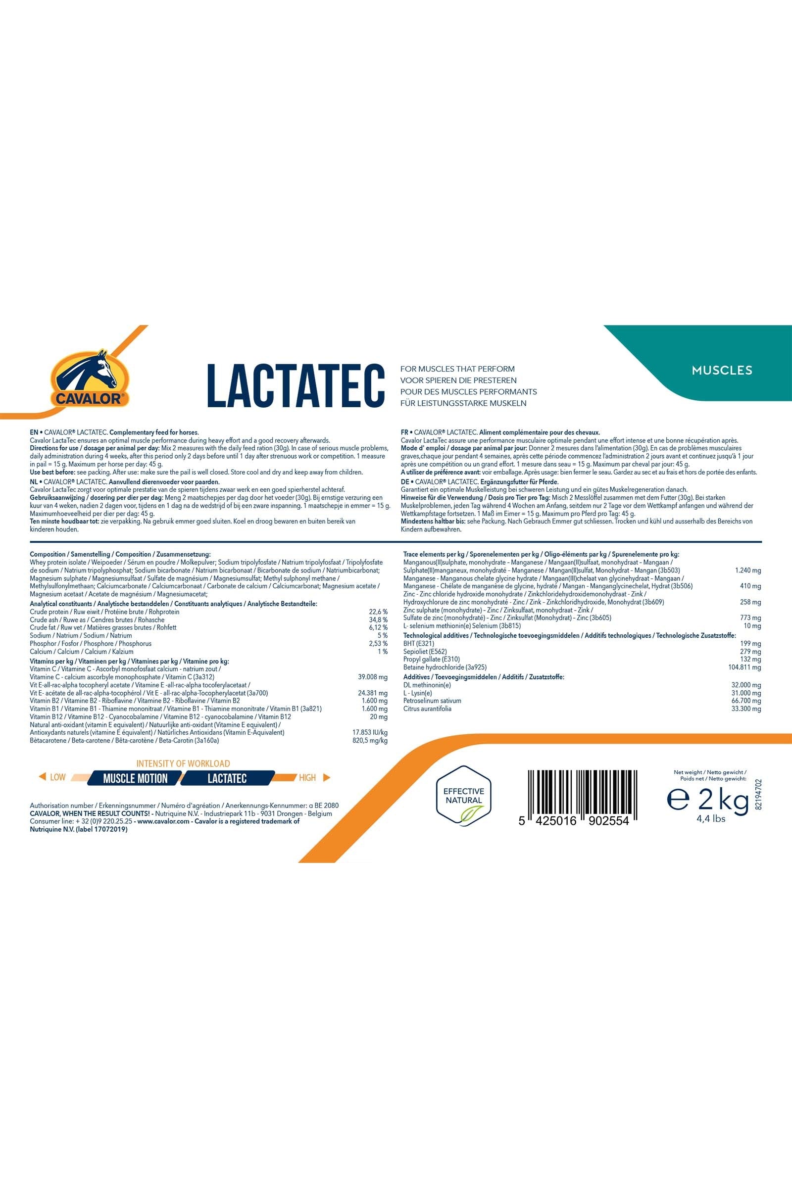 Cavalor Lactatec, For Muscules, 2kg Horse Feed & Nutrition