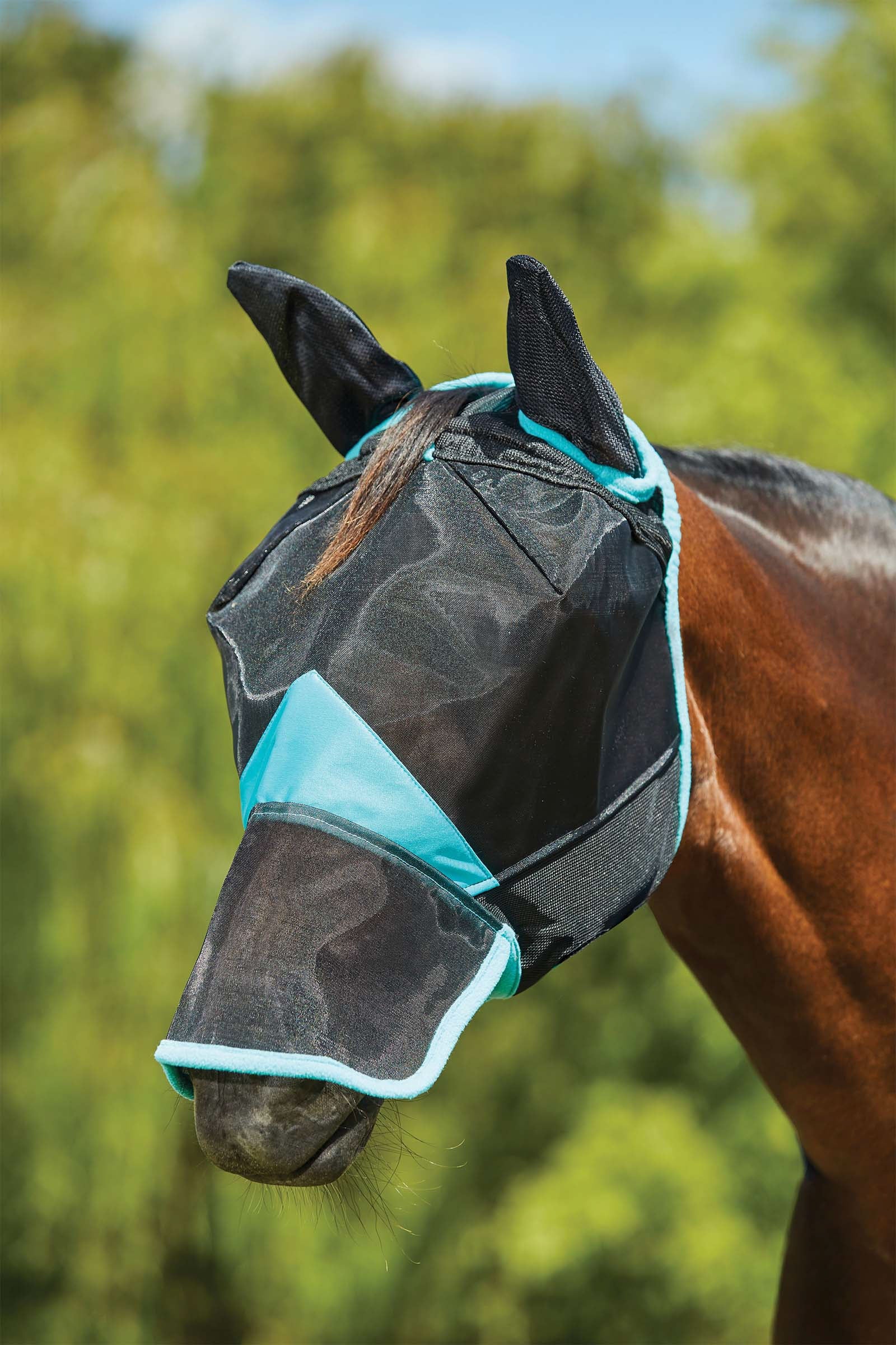 Weatherbeeta Comfitec Deluxe Fine Mesh Mask with Ears & Nose Antifly Protection for Horses