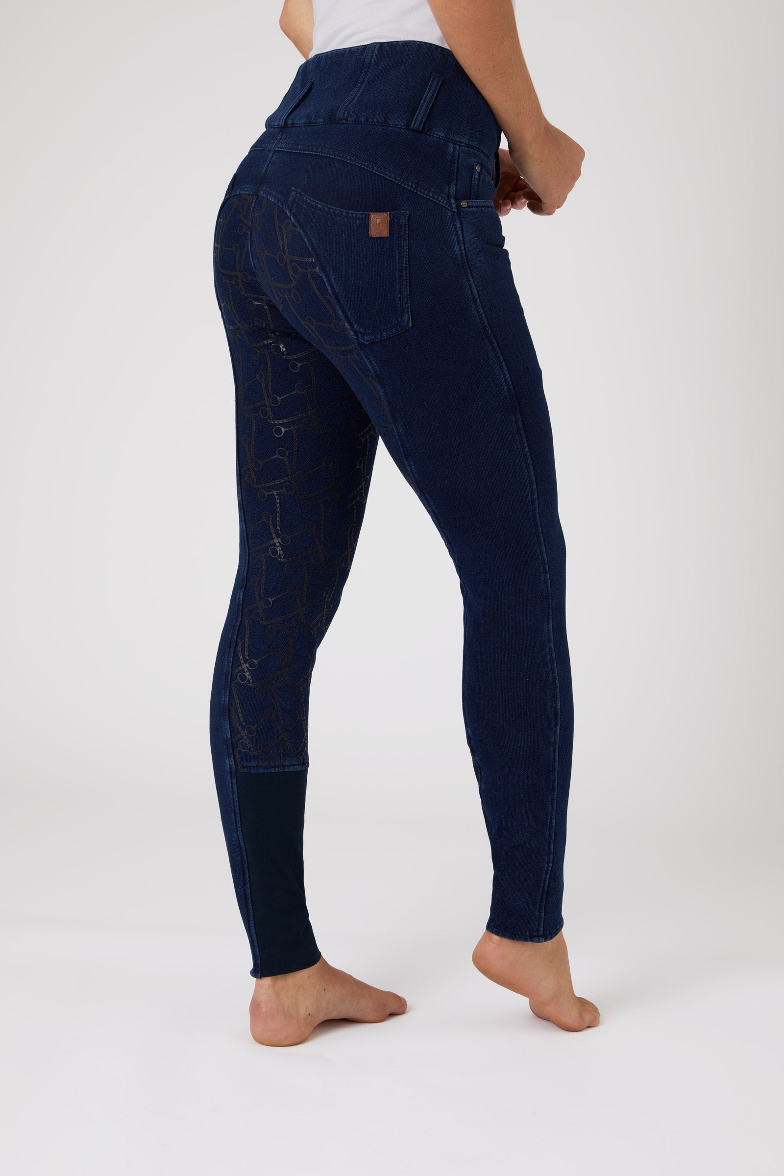 Horze Damskie bryczesy thermo denimowe Kacy z pełnym lejem Womens Breeches