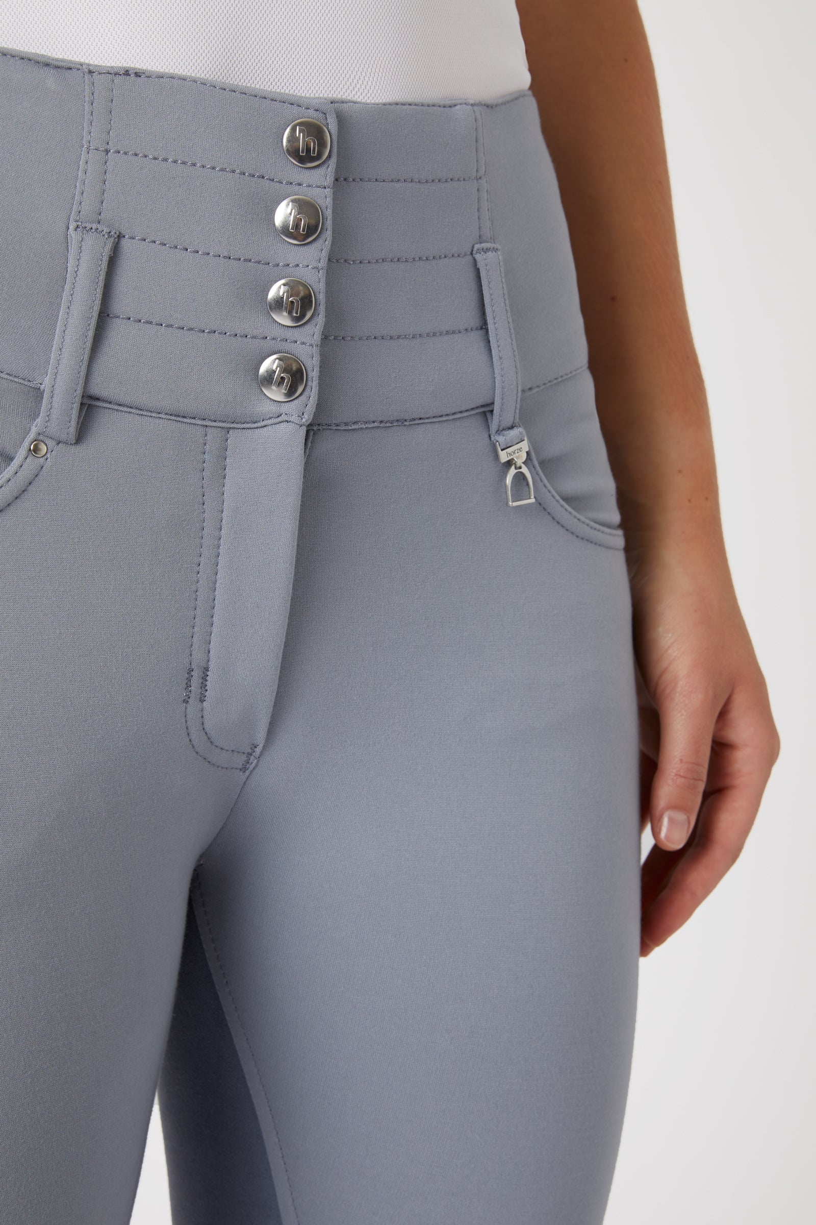 Horze Tara Women's High Waist Breeches with Leather Full Seat Womens Breeches