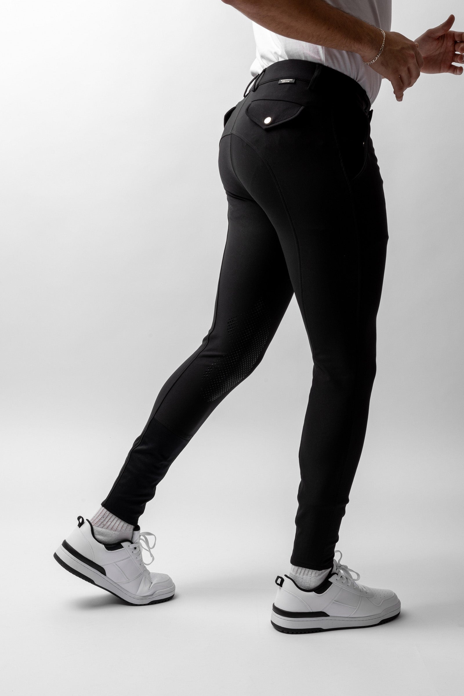 Horze Grand Prix męskie bryczesy z silikonowym lejem kolanowym UPF 50+ Odzież jeździecka męska