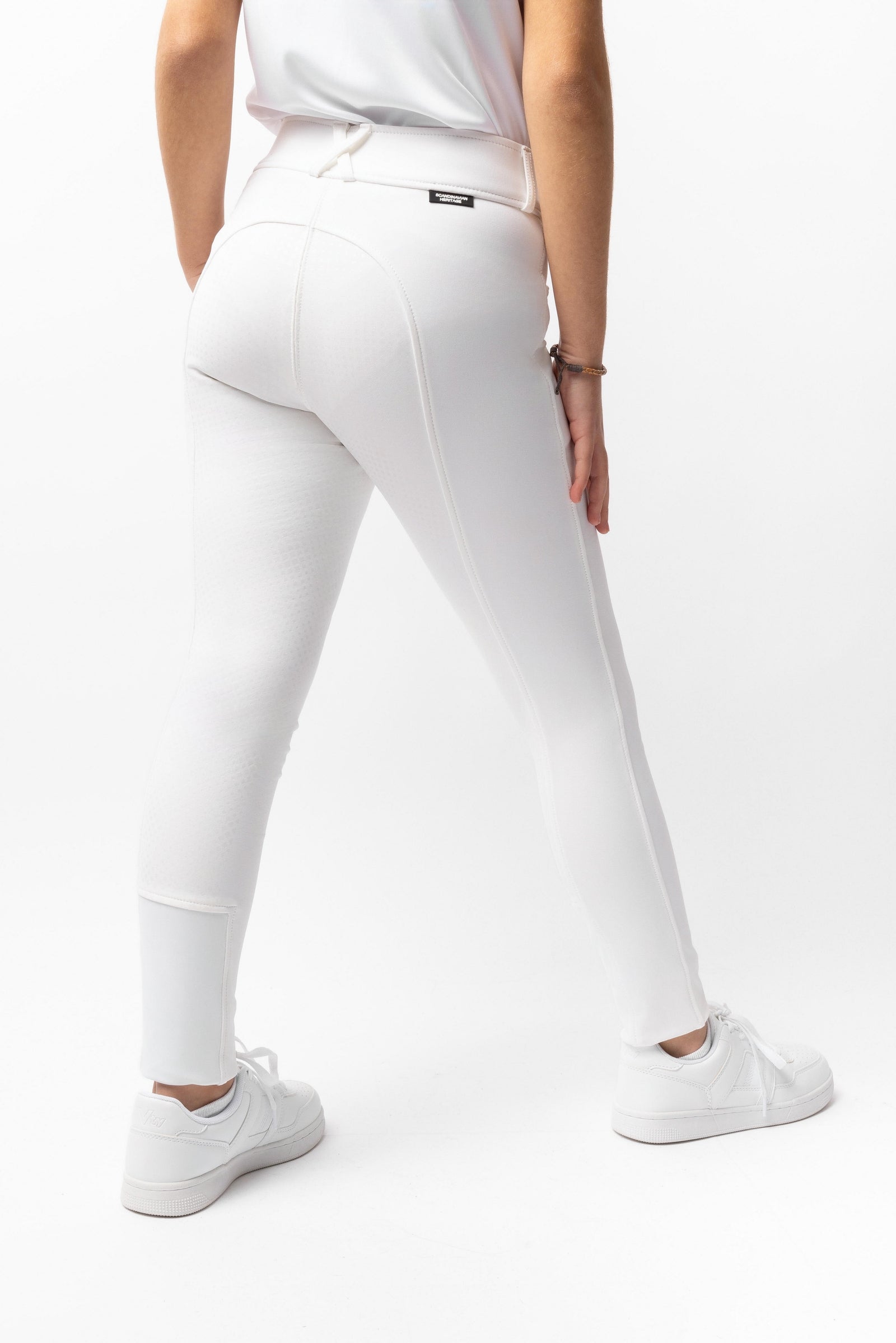 Horze Grand Prix dziecięce bryczesy z pełnym silikonowym lejem, UPF 50+ Odzież jeździecka dziecięca