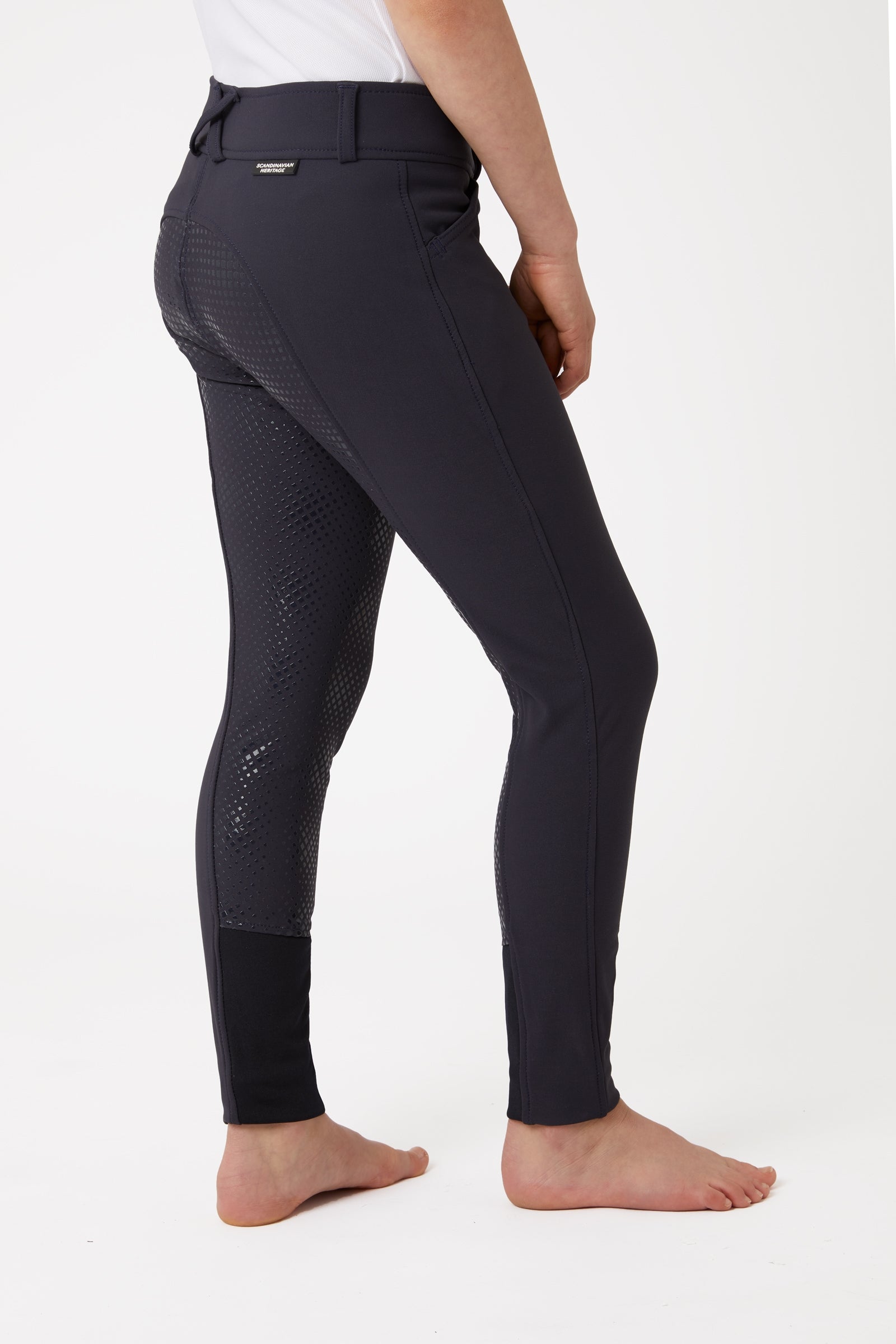 Horze Grand Prix dziecięce bryczesy z pełnym silikonowym lejem, UPF 50+ Odzież jeździecka dziecięca