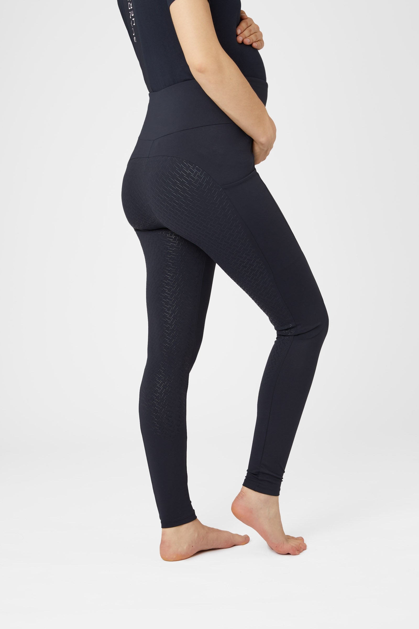 Horze Ginny Ciążowe legginsy jeździeckie z pełnym lejem silikonowym i kieszeniami Womens Breeches