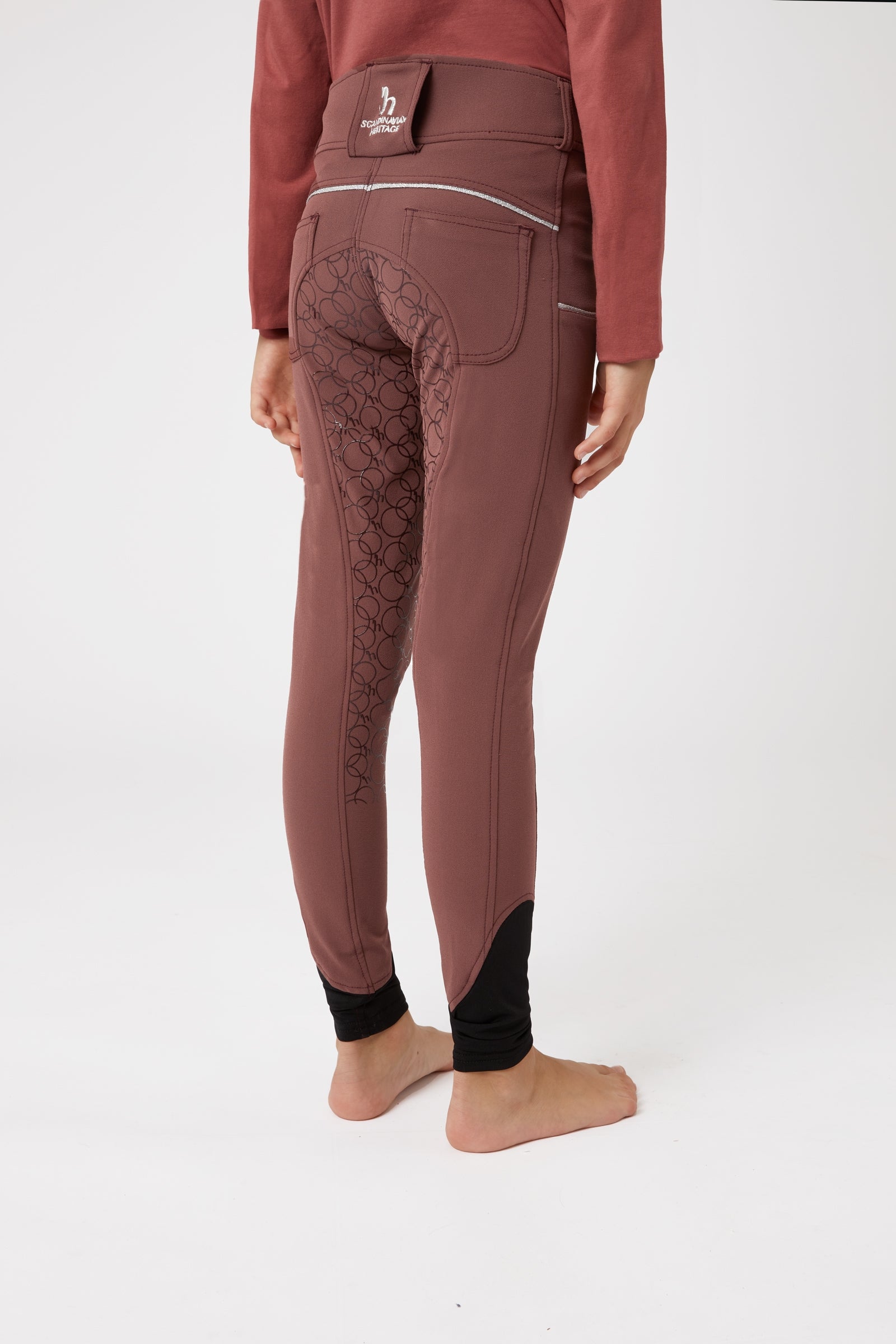 Horze Leighton Teens Bryczesy z pełnym lejem silkonowym i kieszonką Odzież jeździecka dziecięca