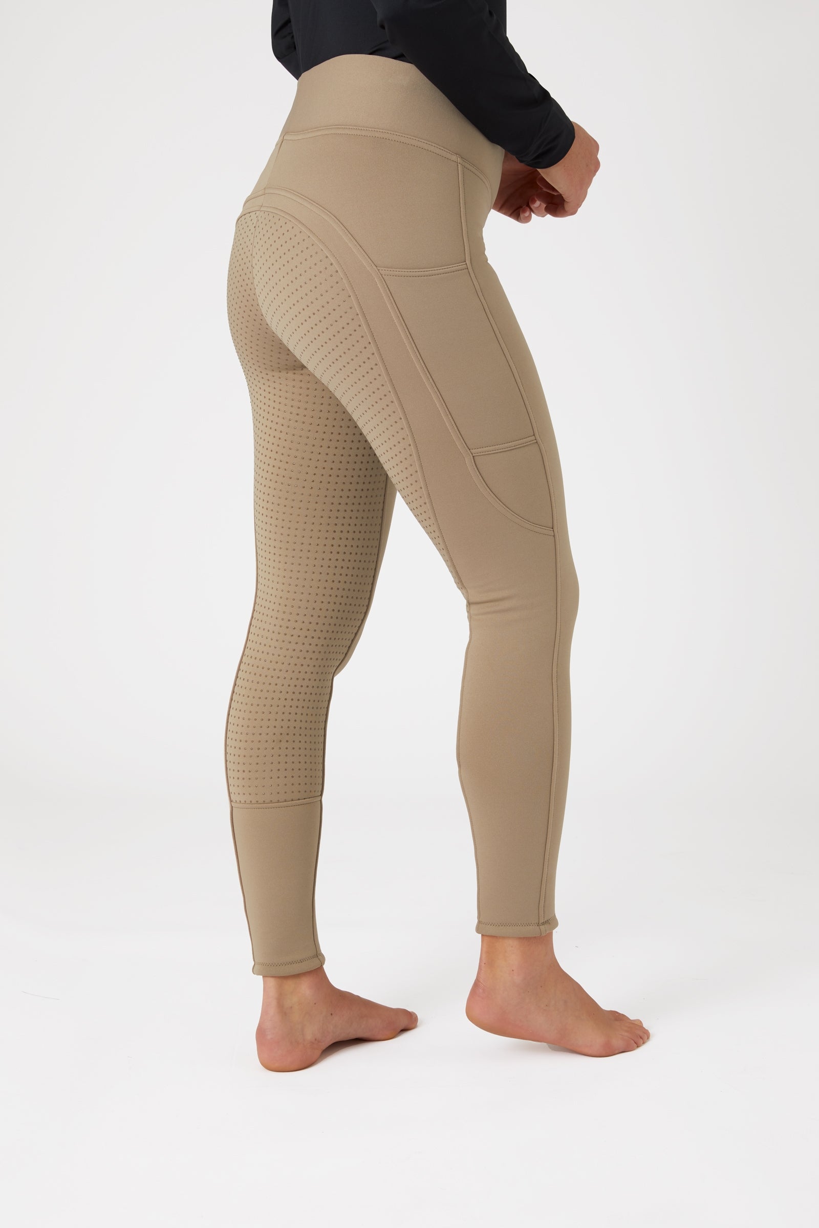 Horze Active Zimowe legginsy damskie z pełnym lejem i kieszenią Womens Breeches