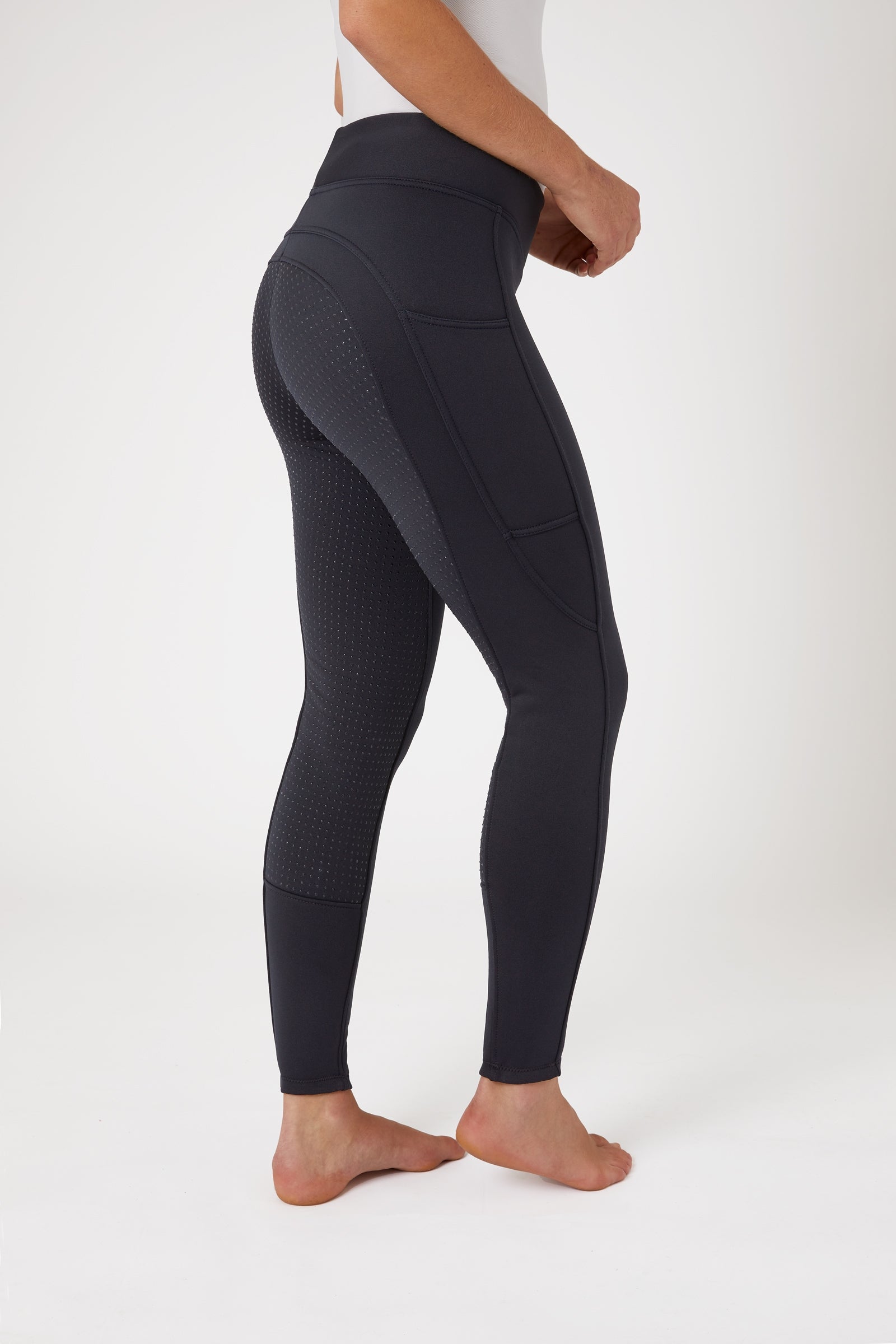 Horze Active Zimowe legginsy damskie z pełnym lejem i kieszenią Womens Breeches
