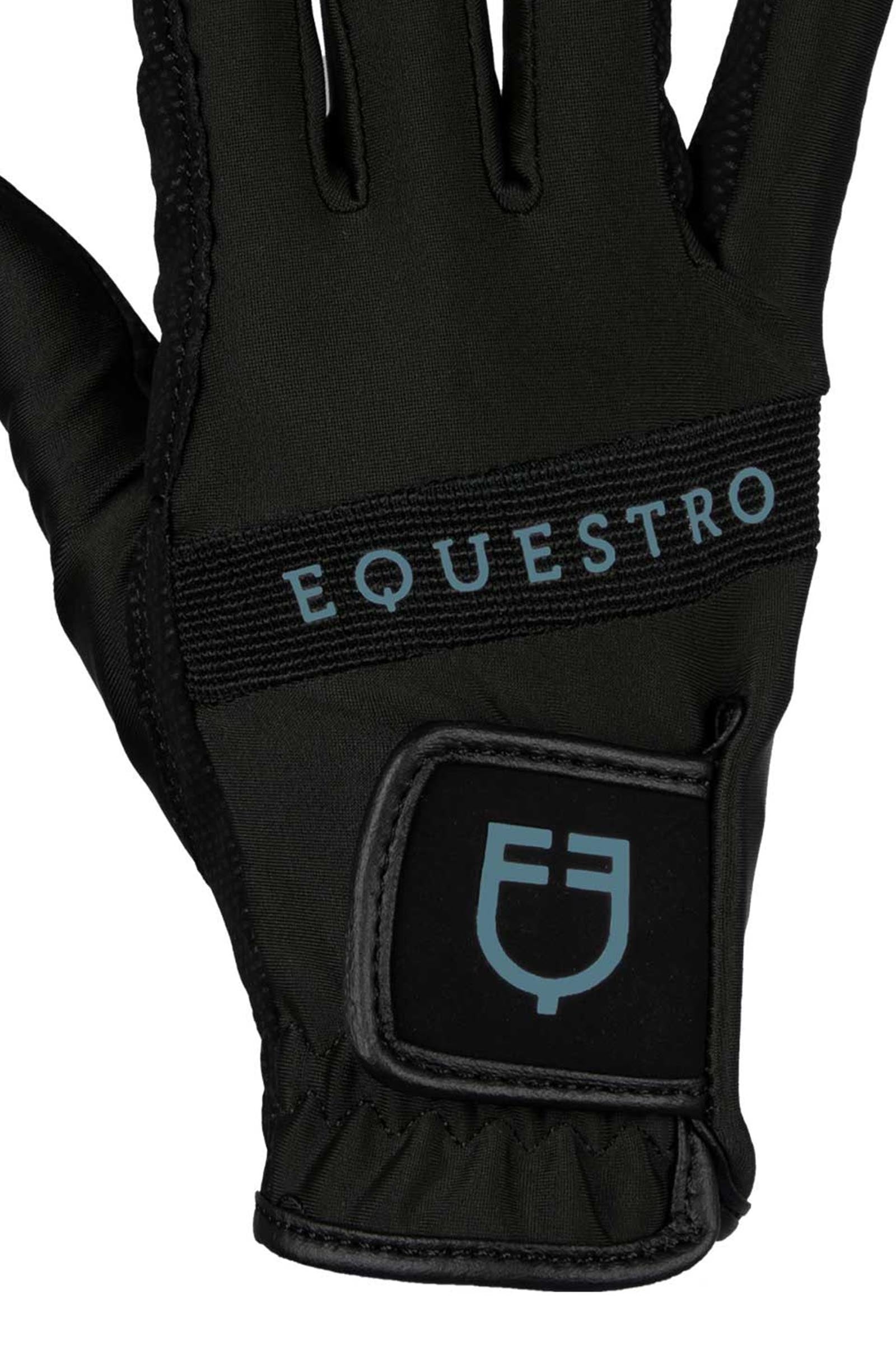 Equestro Gloves in Technical Fabric With Multicolor Logo Riding Gloves