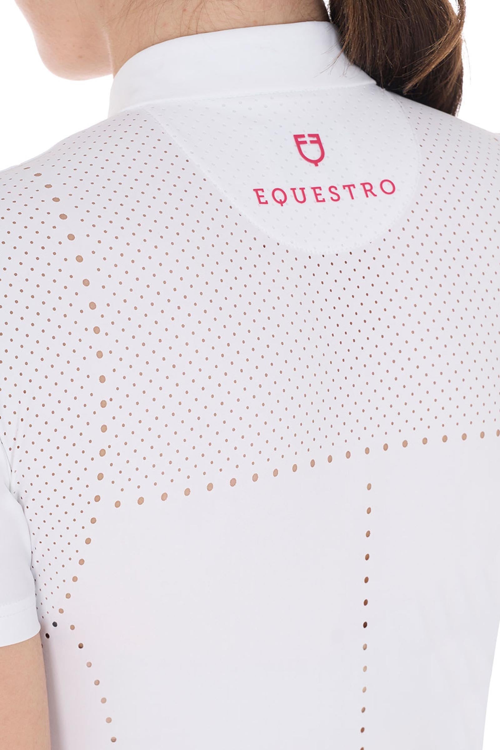 Equestro Women's Slim Fit Zipped Competition Polo Shirt in Perforated Fabric Women’s Riding Clothing