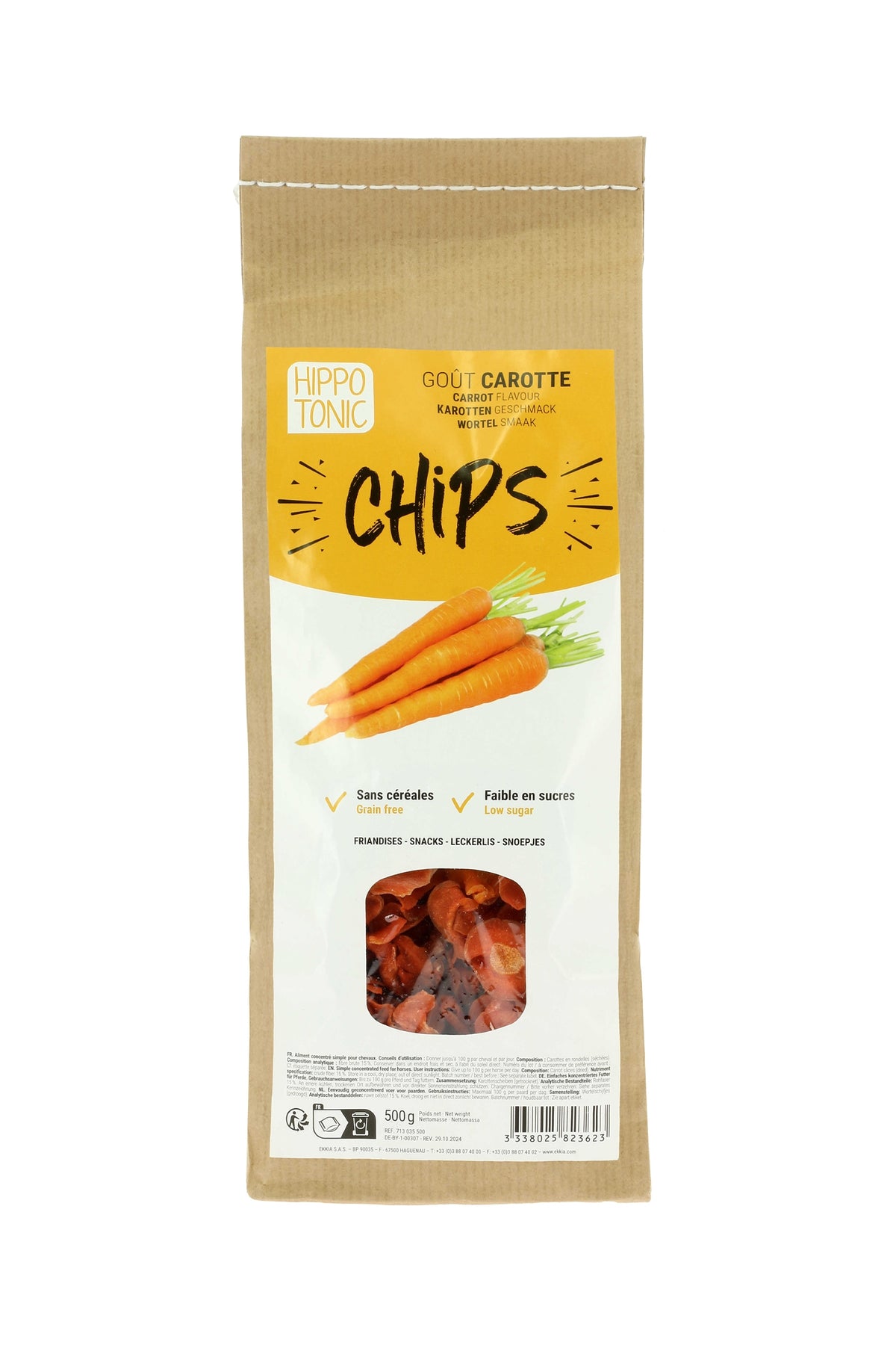HIPPOTONIC marchew chipsy dla koni, 500 g Horse Feed & Nutrition