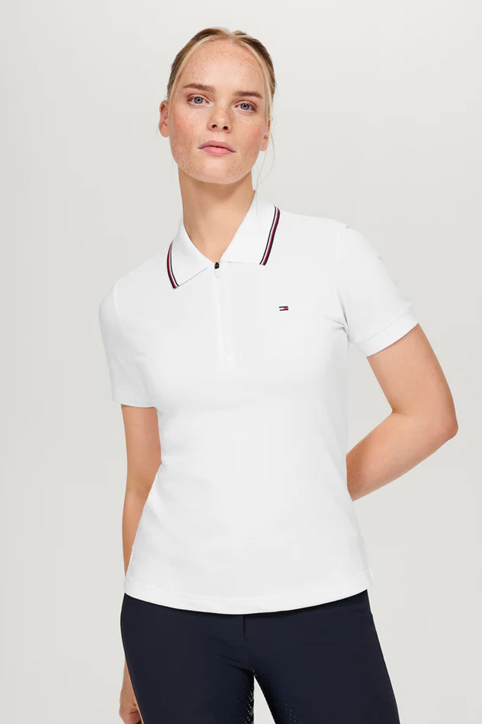 Tommy Hilfiger Equestrian Camden damska koszulka polo na zamek Odzież jeździecka damska