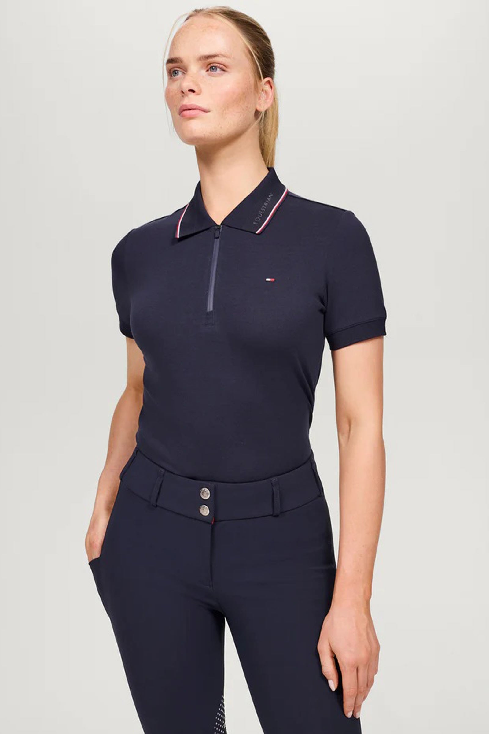 Tommy Hilfiger Equestrian Camden damska koszulka polo na zamek Odzież jeździecka damska