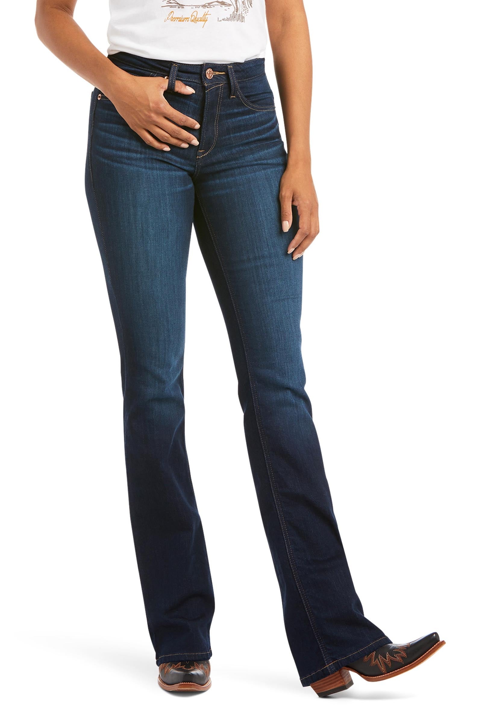 Ariat Real High Rise Ballary Boots Cut Damskie dżinsy bootcut z wysokim stanem Womens Breeches