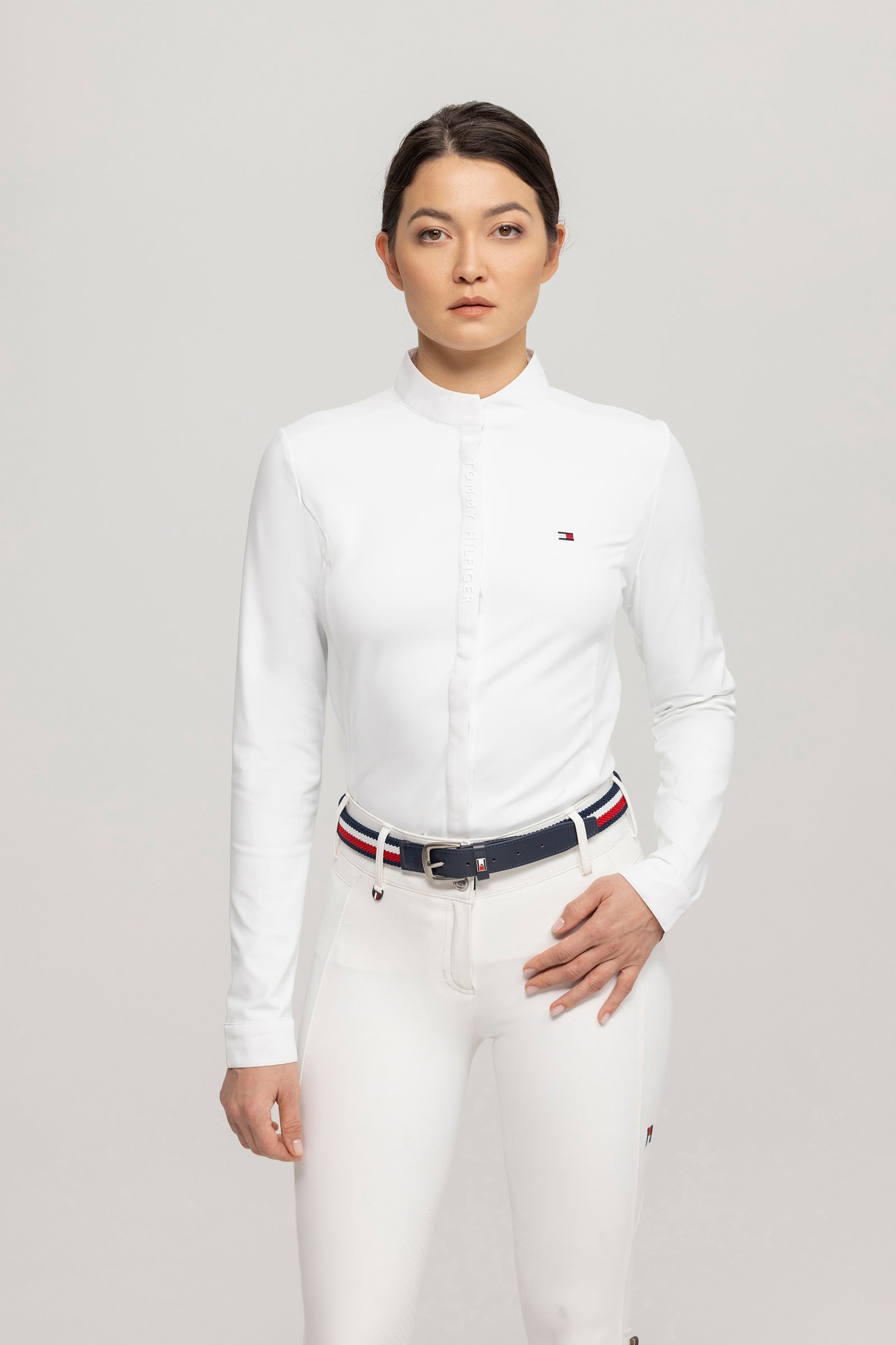 Tommy Hilfiger Equestrian Charlotte damska koszula konkursowa z guzikami Odzież jeździecka damska