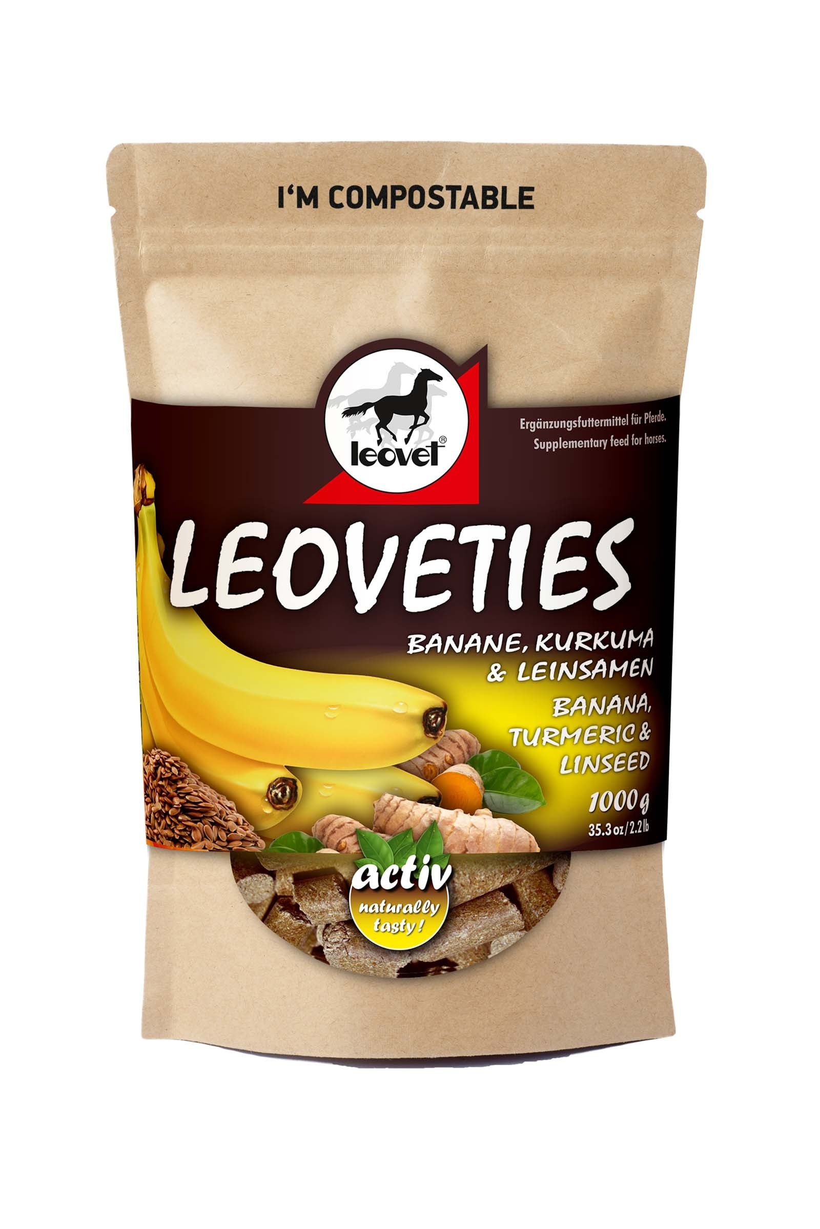 Leovet "Leoveties" Banan, trumeryk i siemię lniane, 1 kg Horse Feed & Nutrition