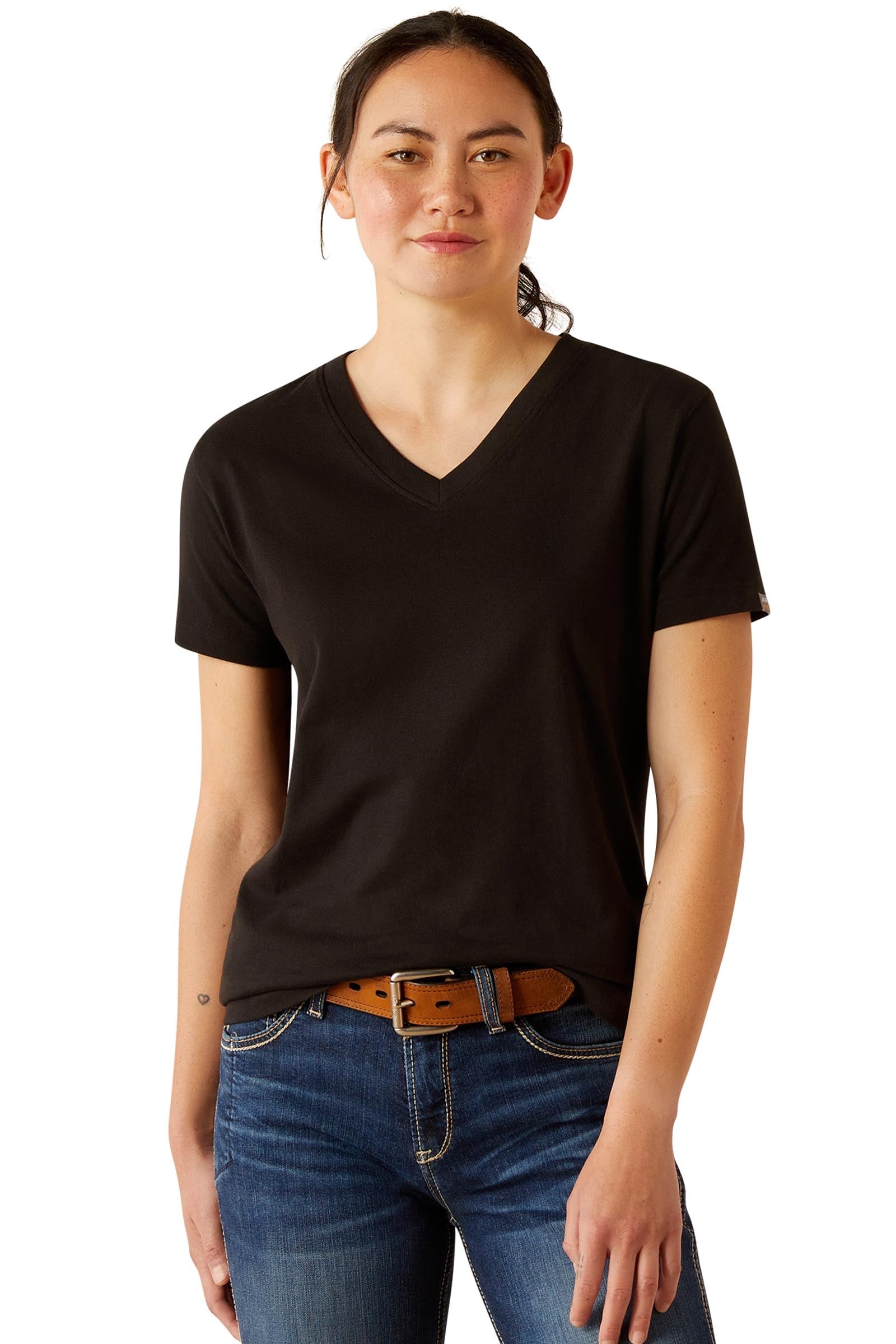Ariat Rebar CottonStrong damski T-shirt z dekoltem V Odzież jeździecka damska