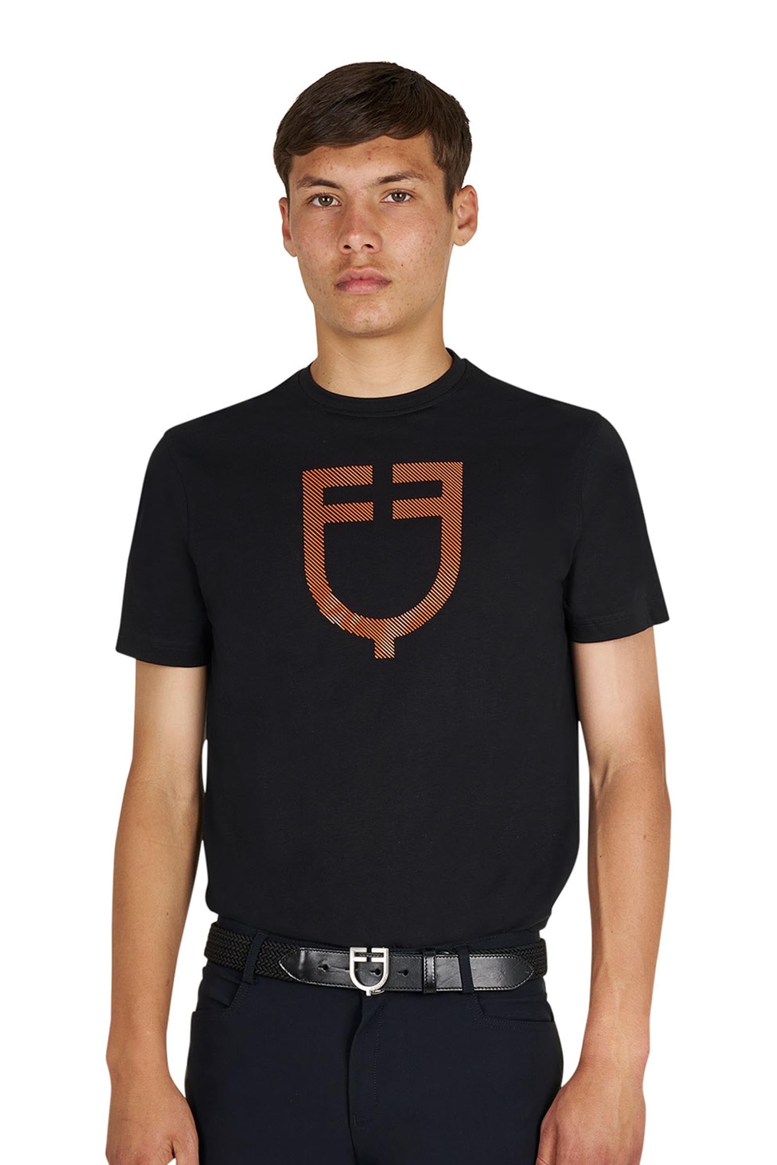 Equestro SS2026 Męski basic T-shirt z błyszczącym logo Odzież jeździecka damska
