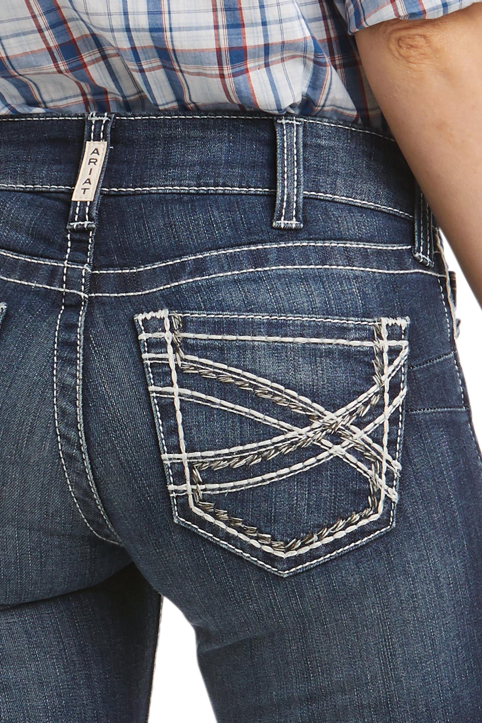 Ariat Women's R.E.A.L. Mid Rise Stretch Entwined Boot Cut Jeans Womens Breeches