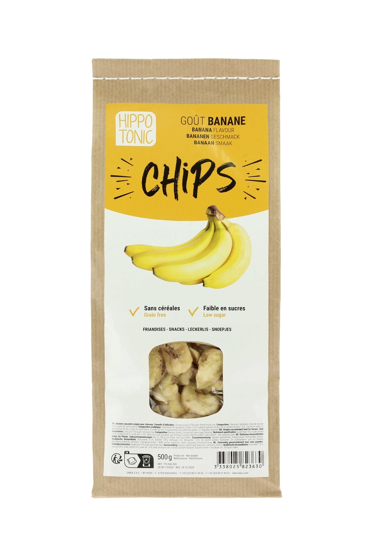 HIPPOTONIC banan chipsy dla koni, 500 g Horse Feed & Nutrition