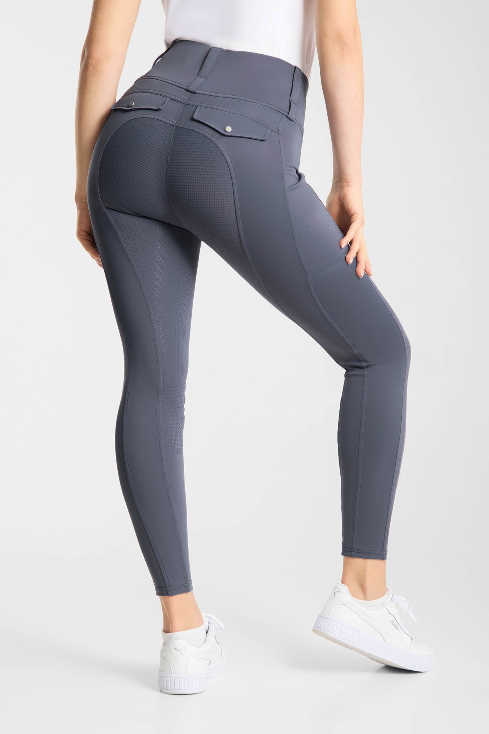 Horze Anya legginsy jeździeckie damskie z pełnym silikonowym lejem UPF 50+ Womens Breeches