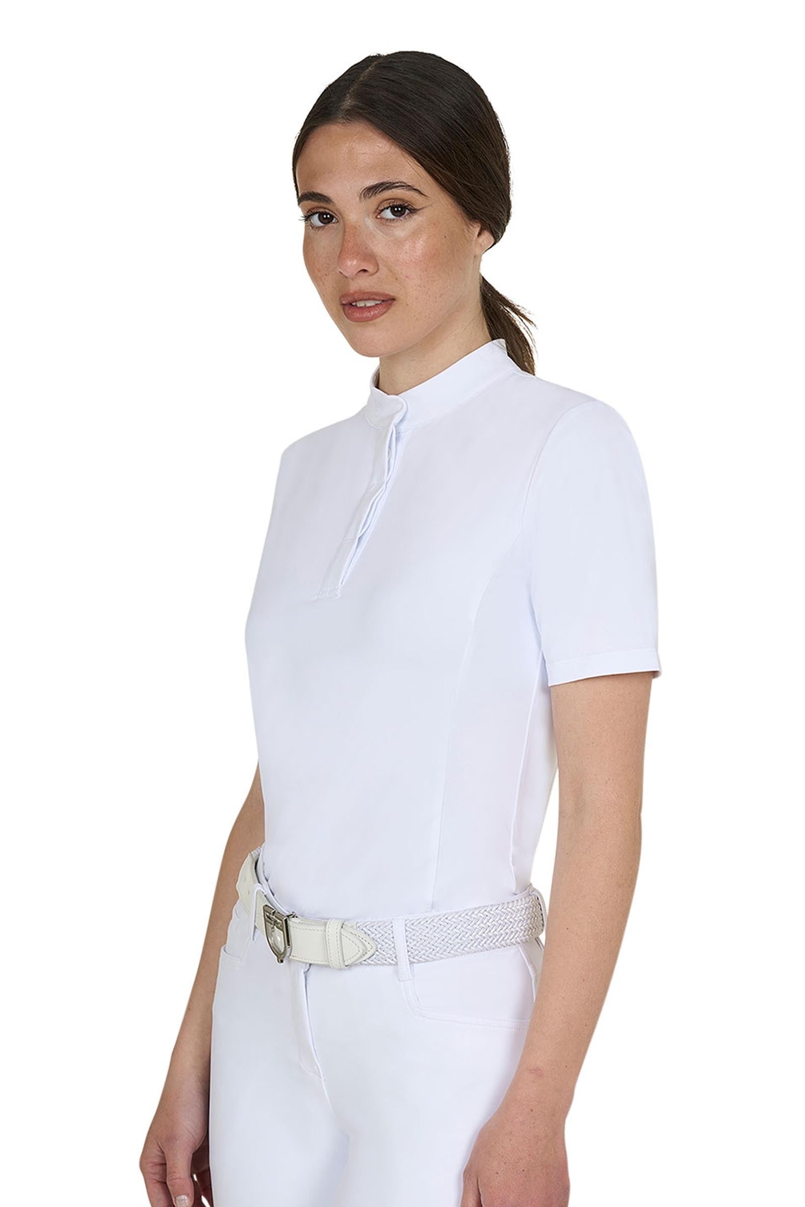 Equestro SS2026 Women's Basic Competition Polo Shirt SS Buttons Odzież jeździecka damska