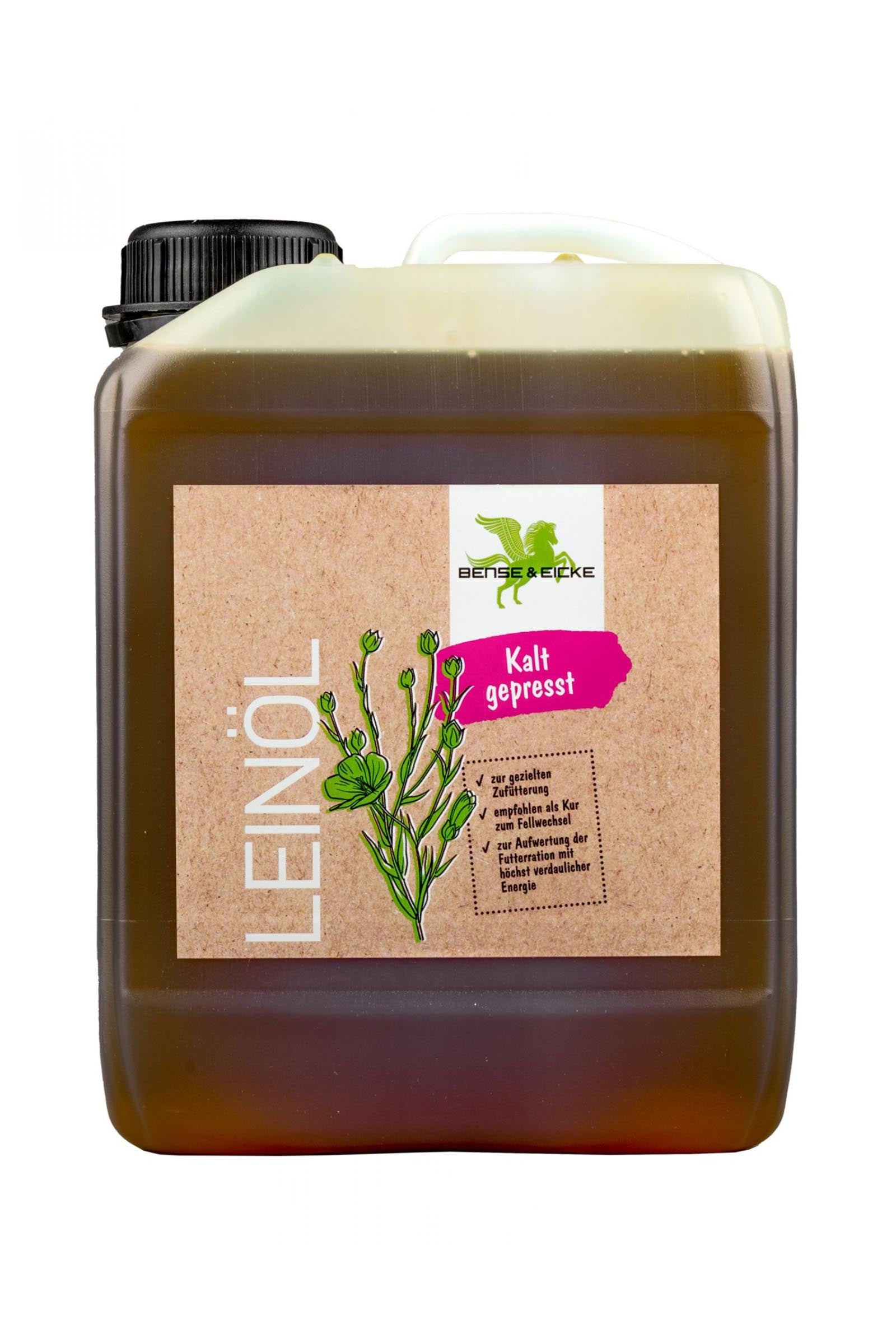 Bense & Eicke Olej lniany tłoczony na zimno, 5 l Horse Feed & Nutrition