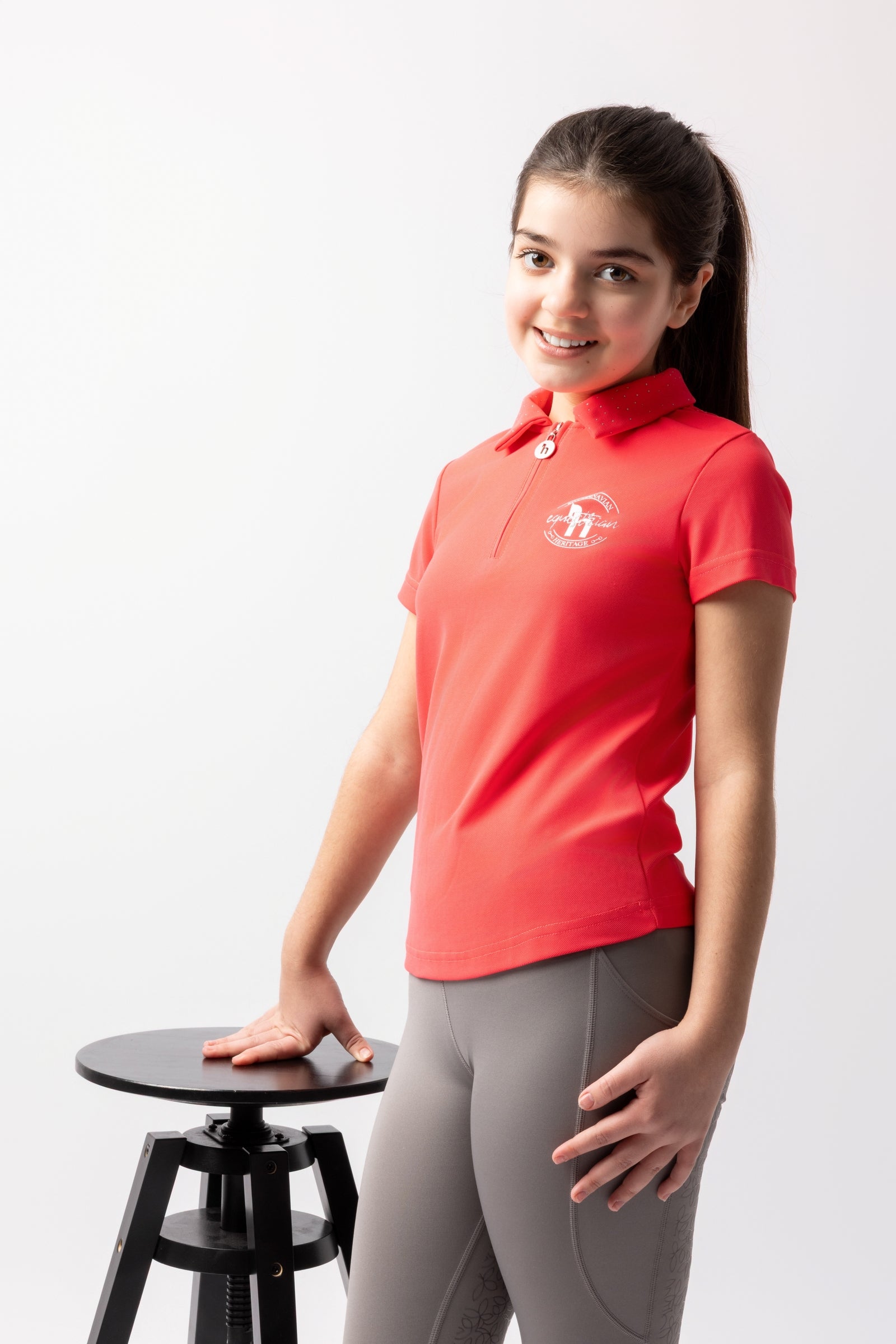 Horze Fay dziecięca koszulka polo Odzież jeździecka dziecięca