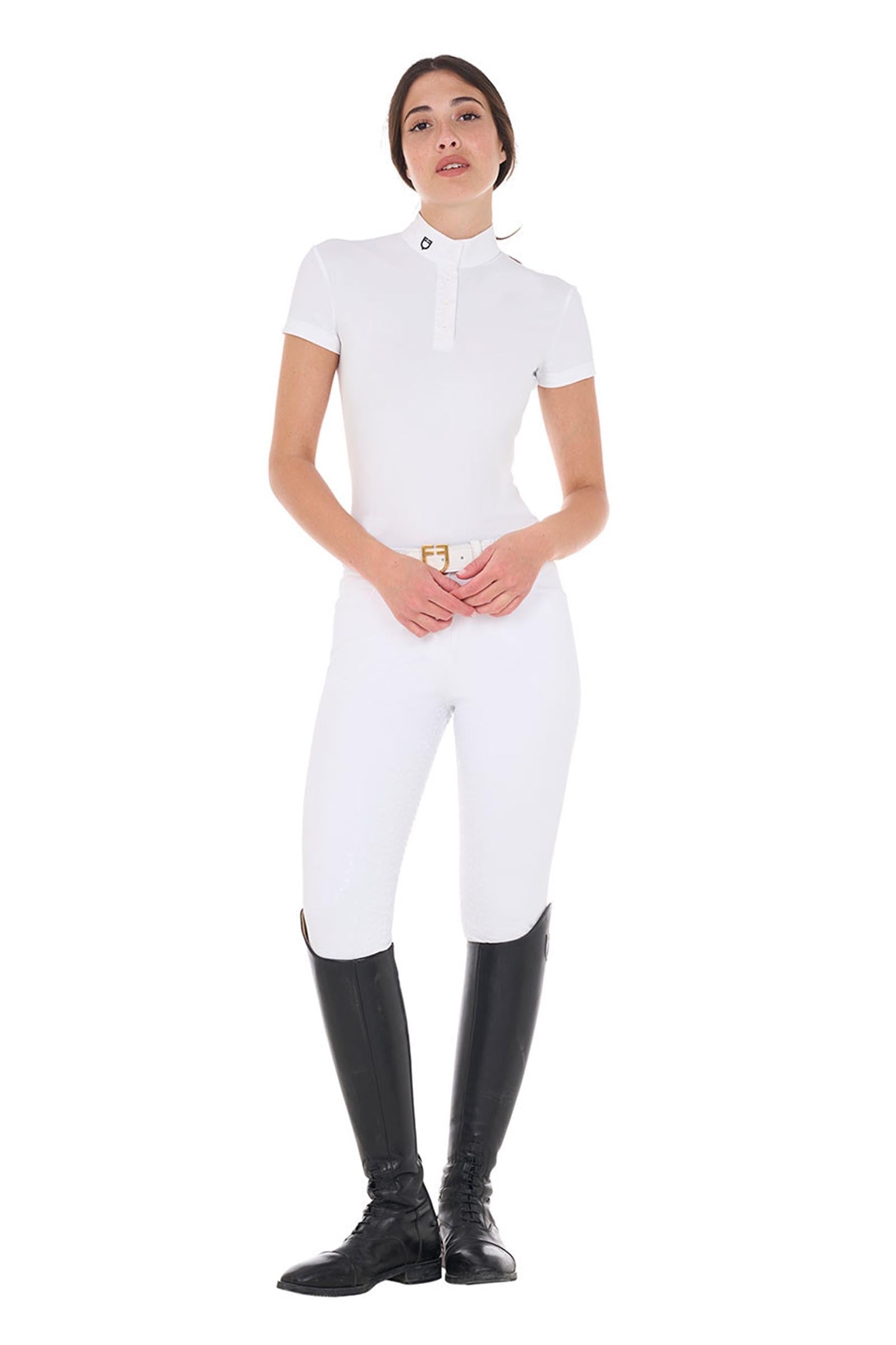Equestro Women's Competition Polo Shirt, Slim Fit Women’s Riding Clothing