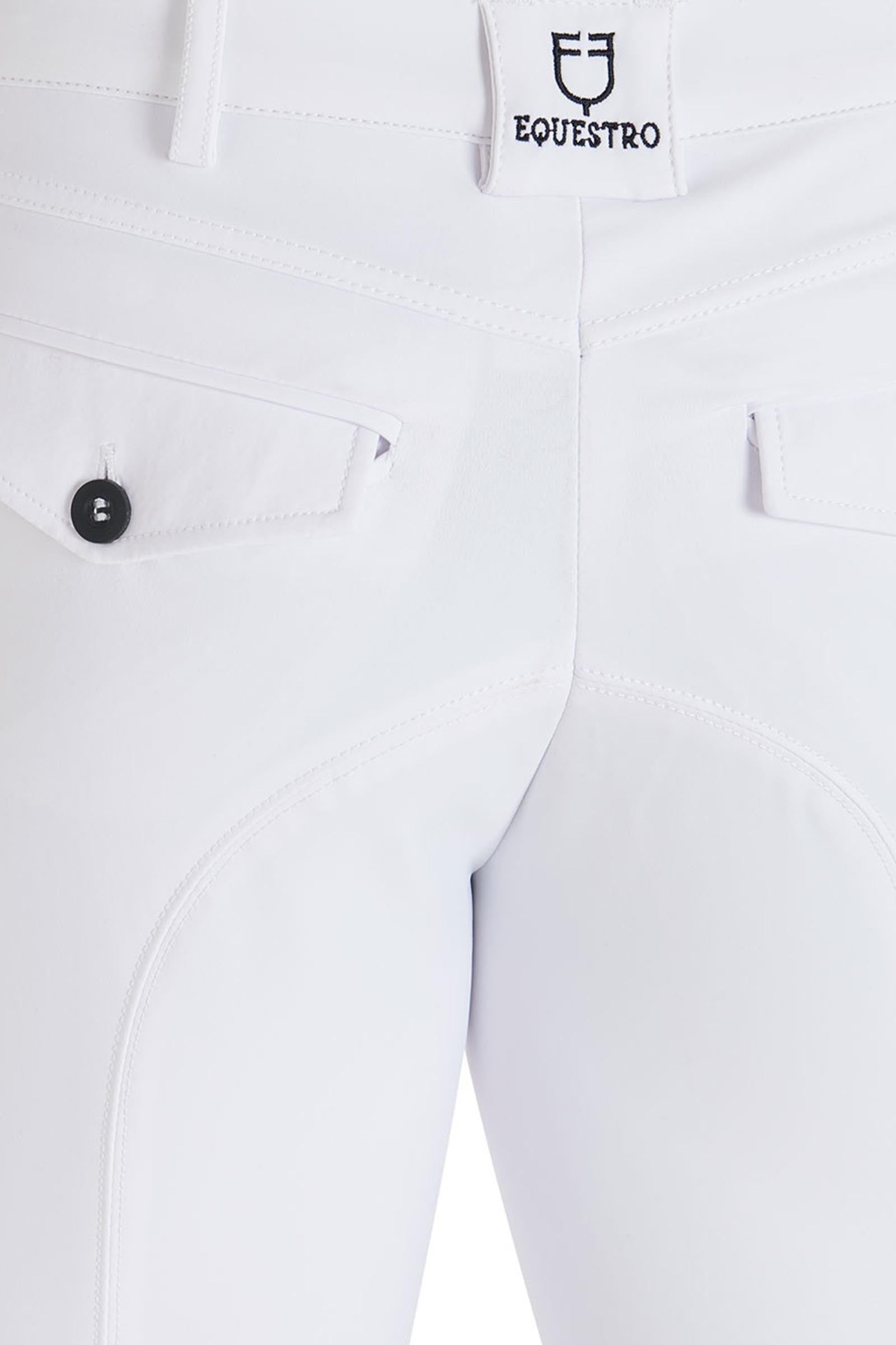 Equestro Men's Slim Fit Knee Grip Breeches With Logo Mens Riding Clothing