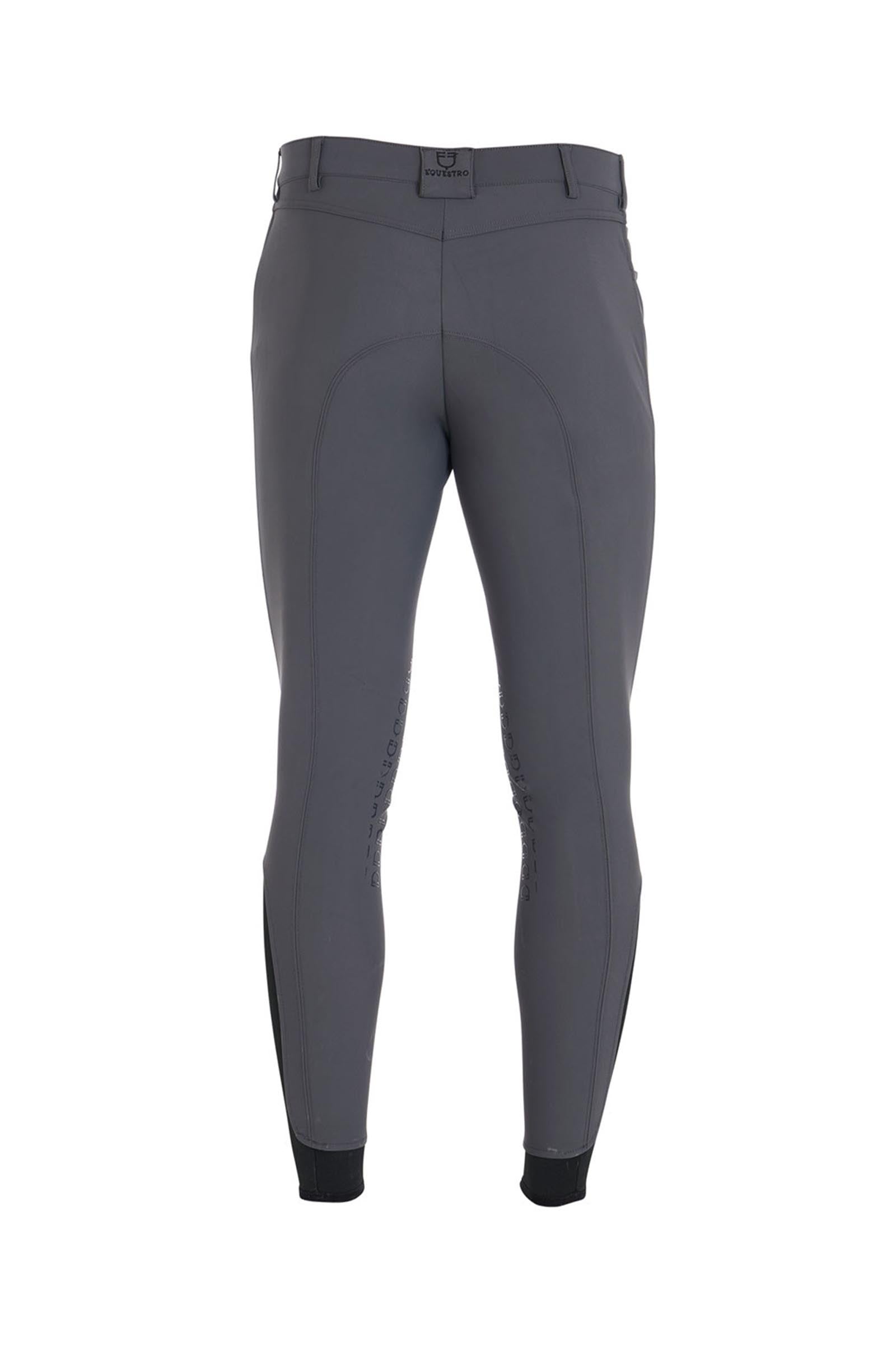 Equestro Men's Slim Fit Knee Grip Breeches With Logo Mens Riding Clothing