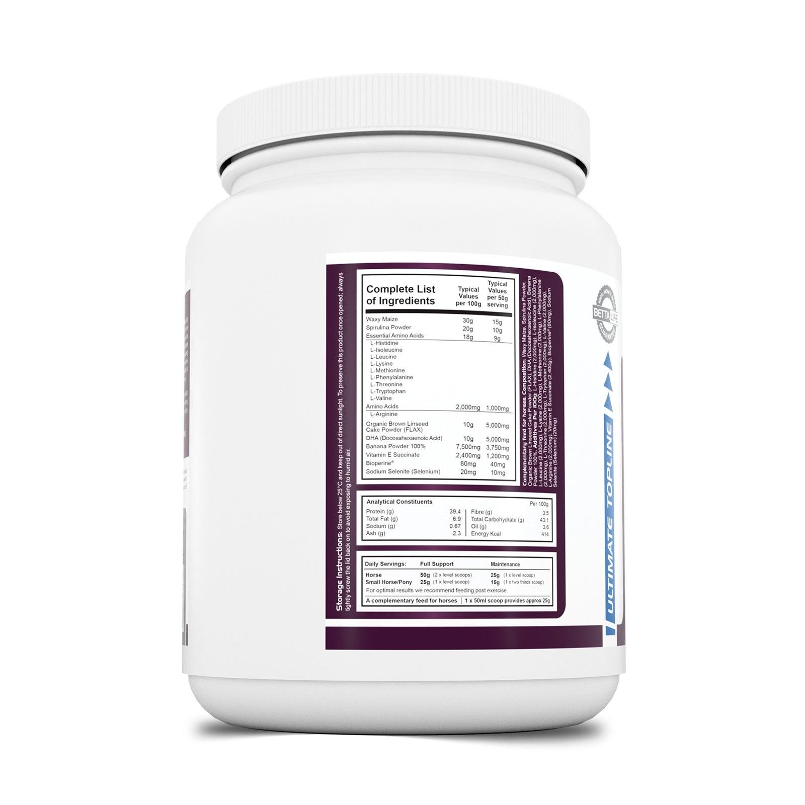 Betta Life PharmaPlast Ultimate Topline Equine Supplement, 750g Horse Feed & Nutrition