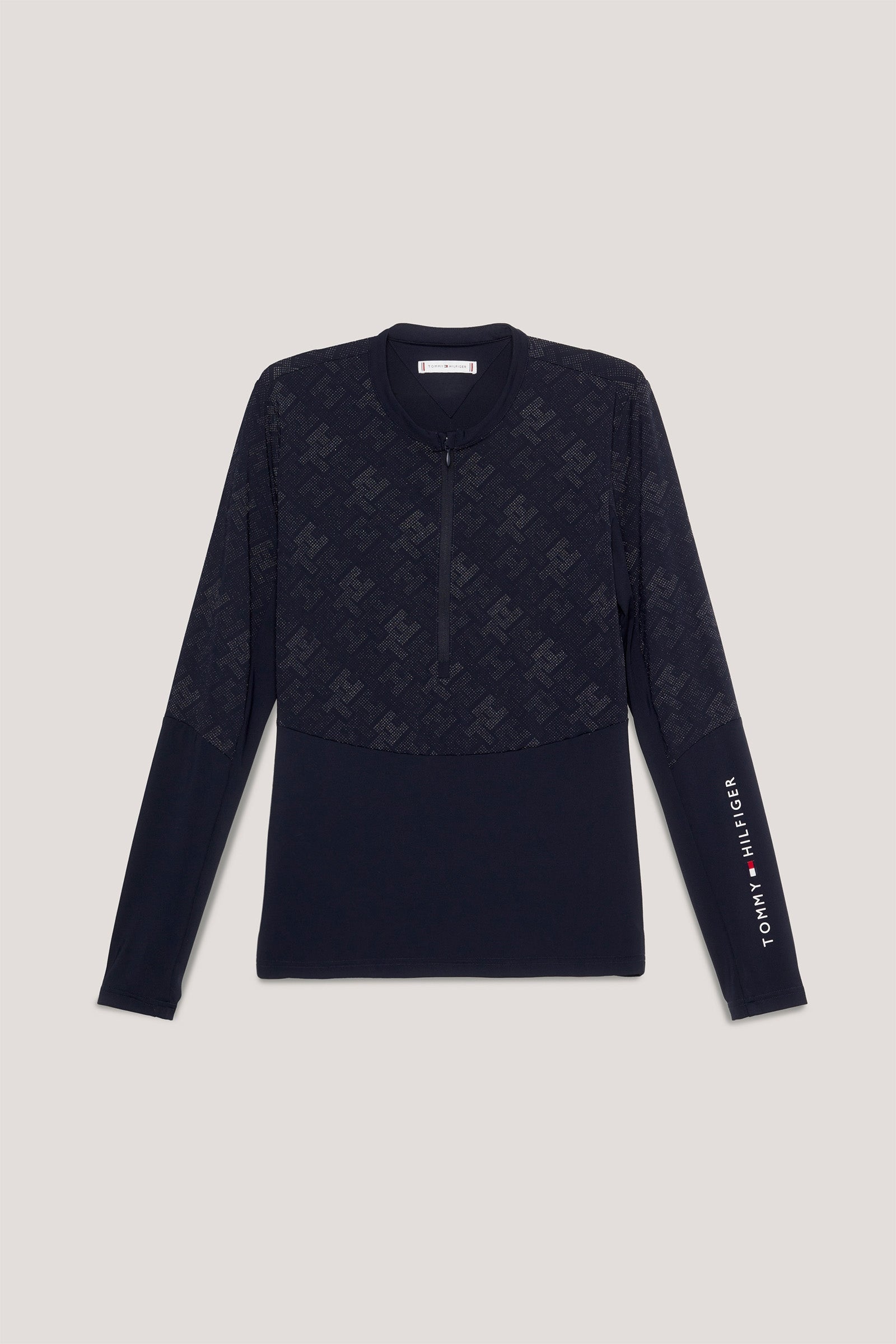 Tommy Hilfiger Equestrian Cologne Refleksyjna długi rękaw 1/4 zip Treningowy top Odzież jeździecka damska