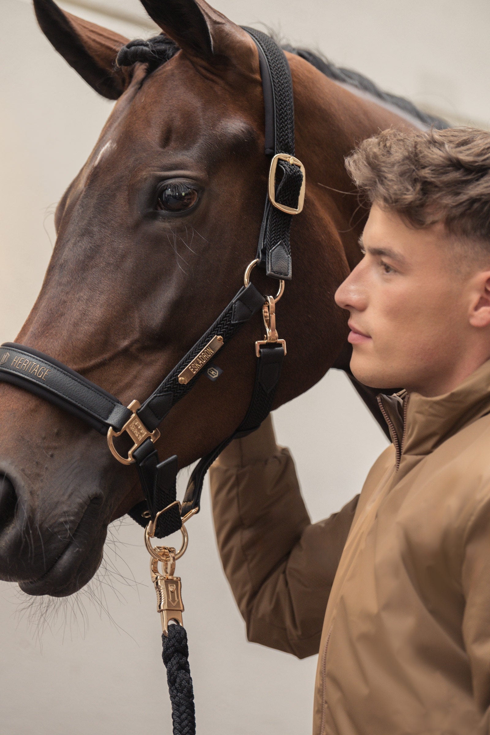 Eskadron Heritage AW24 Faux Leather Double Pin Headcollar with Softshell Halters & Leads