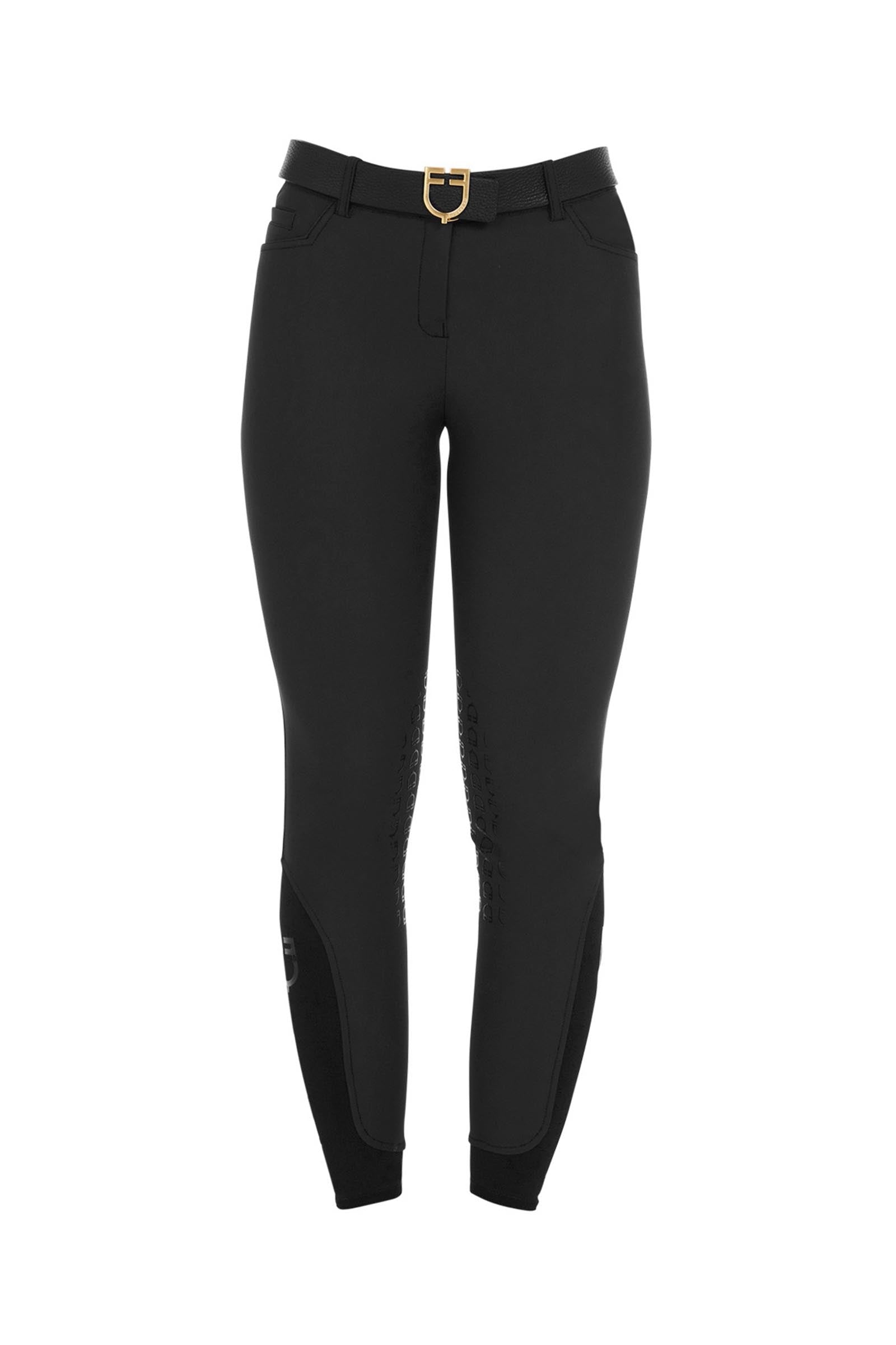 Equestro Women's Slim Fit Knee Grip Breeches With Logo Womens Breeches