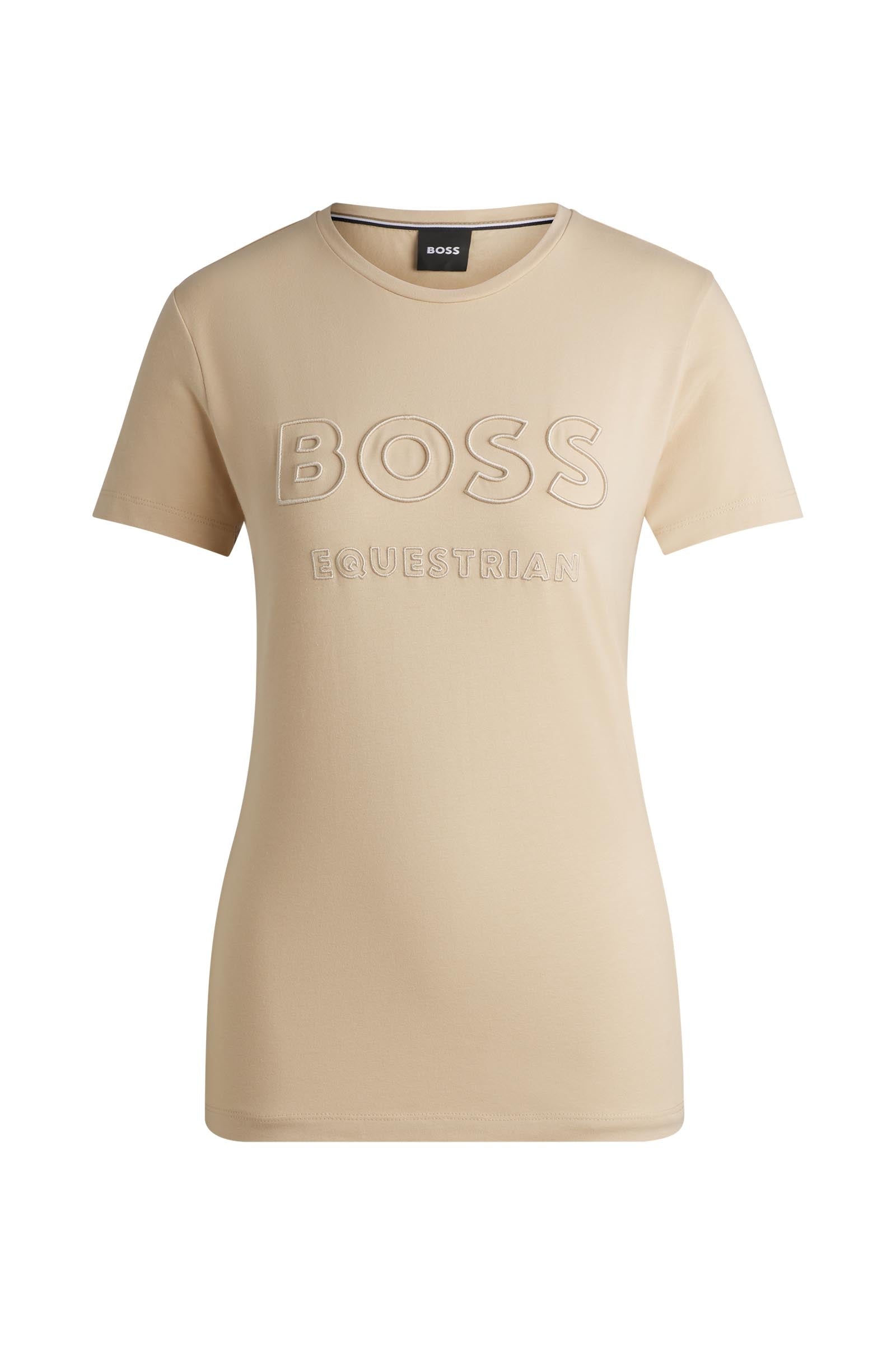 Boss Maya damski T-shirt z haftem Odzież jeździecka damska